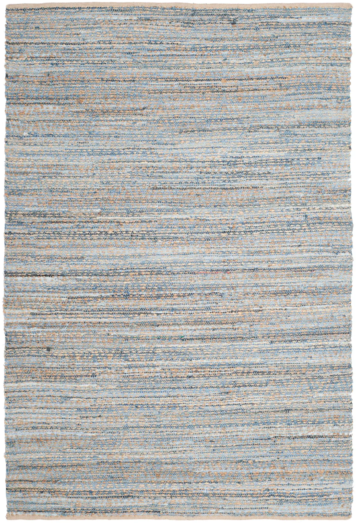 Cape Cod Heathered Stripe Hand-Woven Rug in Natural / Blue