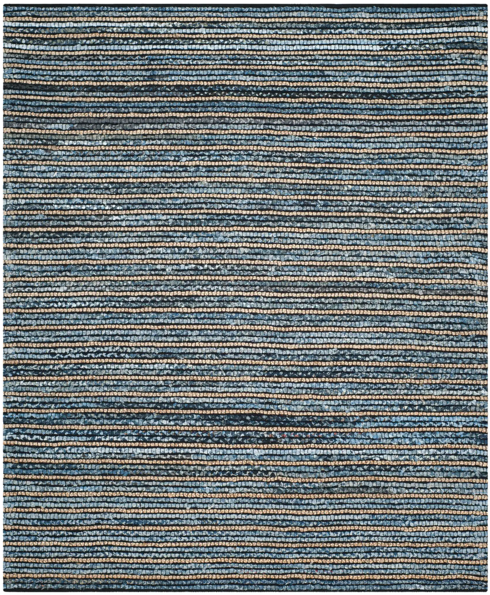 Cape Cod Beaded Stripe Hand-Woven Rug in Blue / Natural