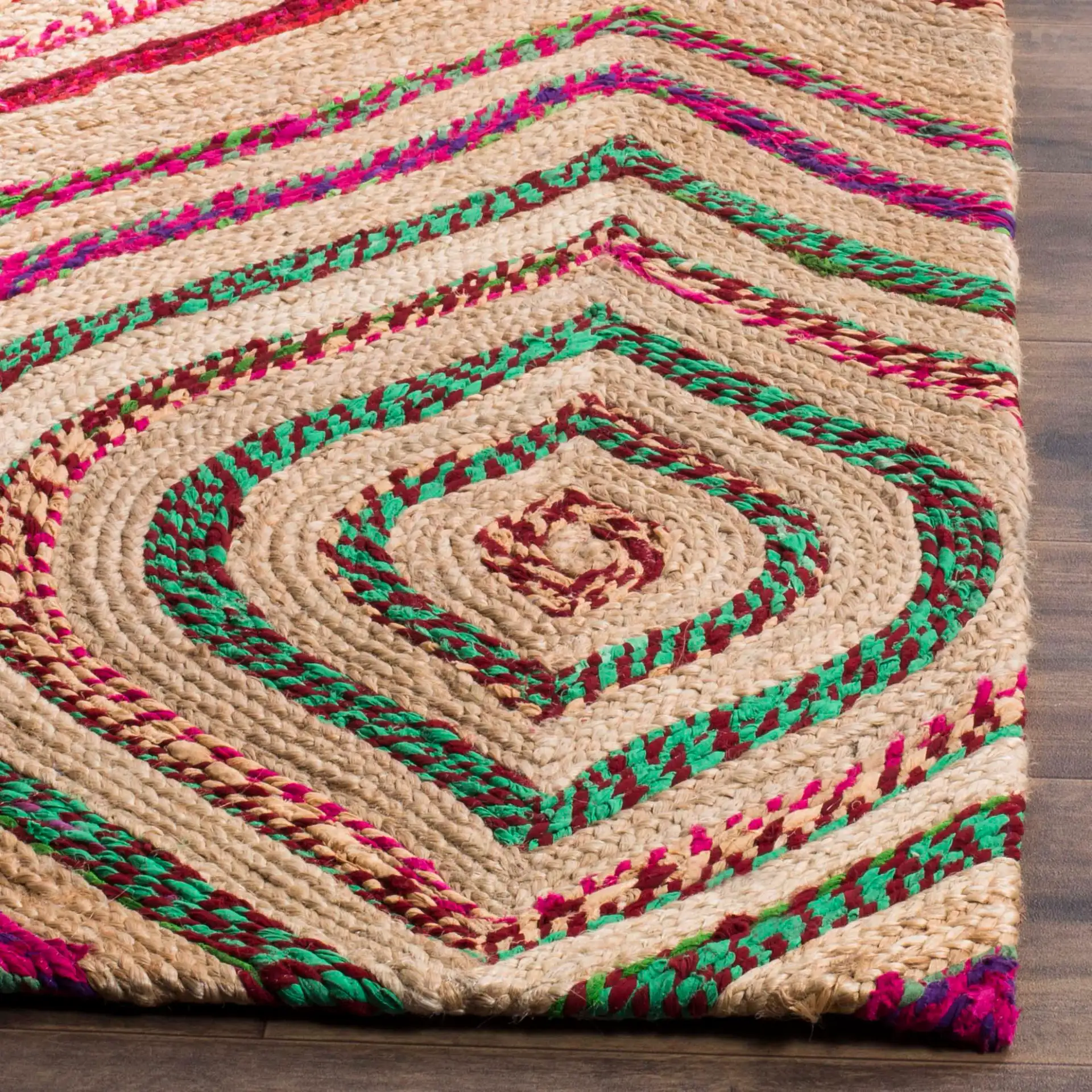 Cape Cod Scallop Hand-Woven Rug in Natural / Multicolor in a styled room