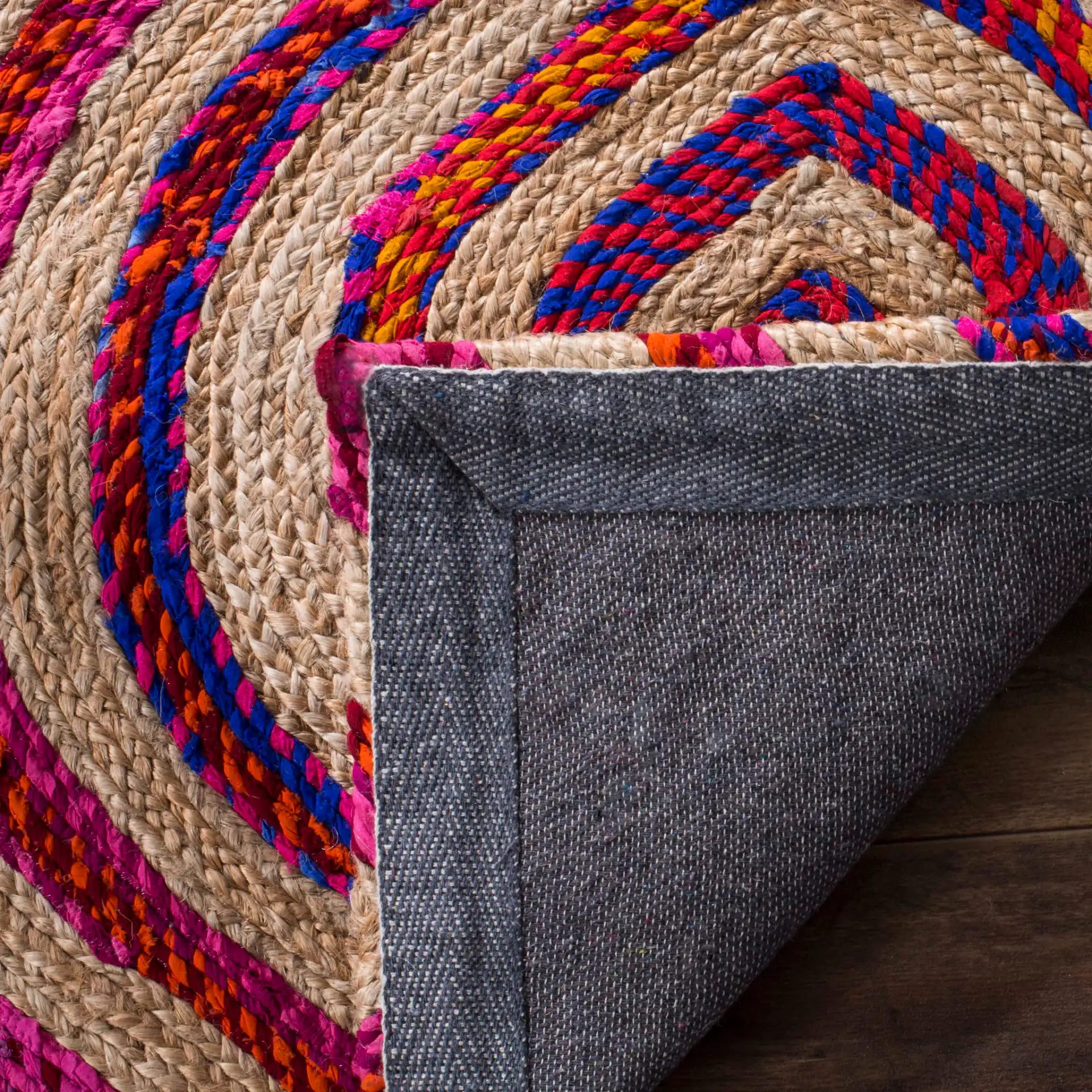Cape Cod Scallop Hand-Woven Rug in Natural / Multicolor in a styled room