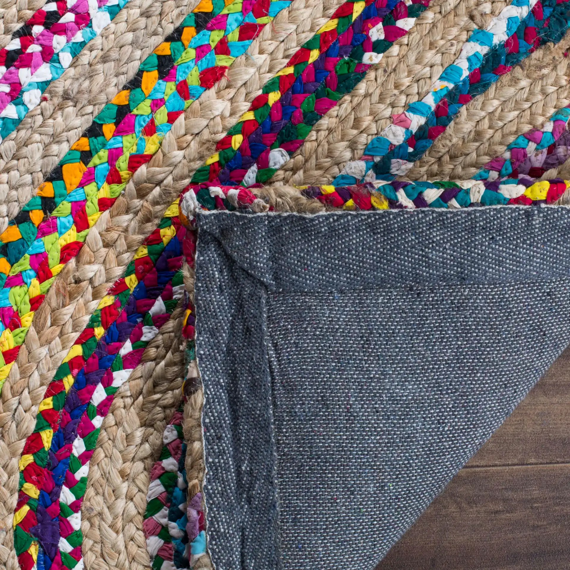 Cape Cod Concentric Diamond Hand-Woven Rug in Natural / Multicolor in a styled room