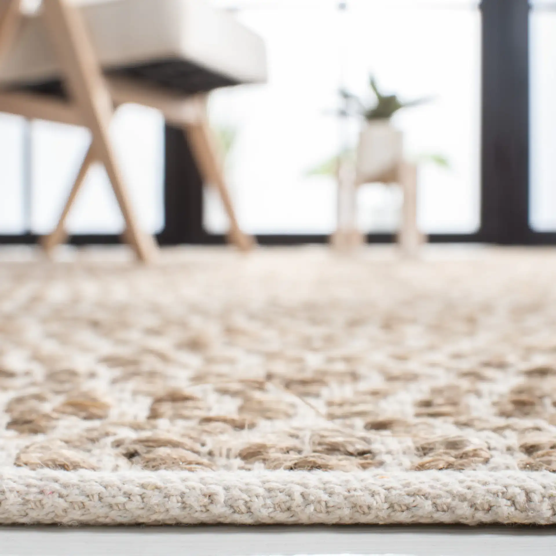 Cape Cod Hand-Woven Ogee Rug in Natural in a styled room