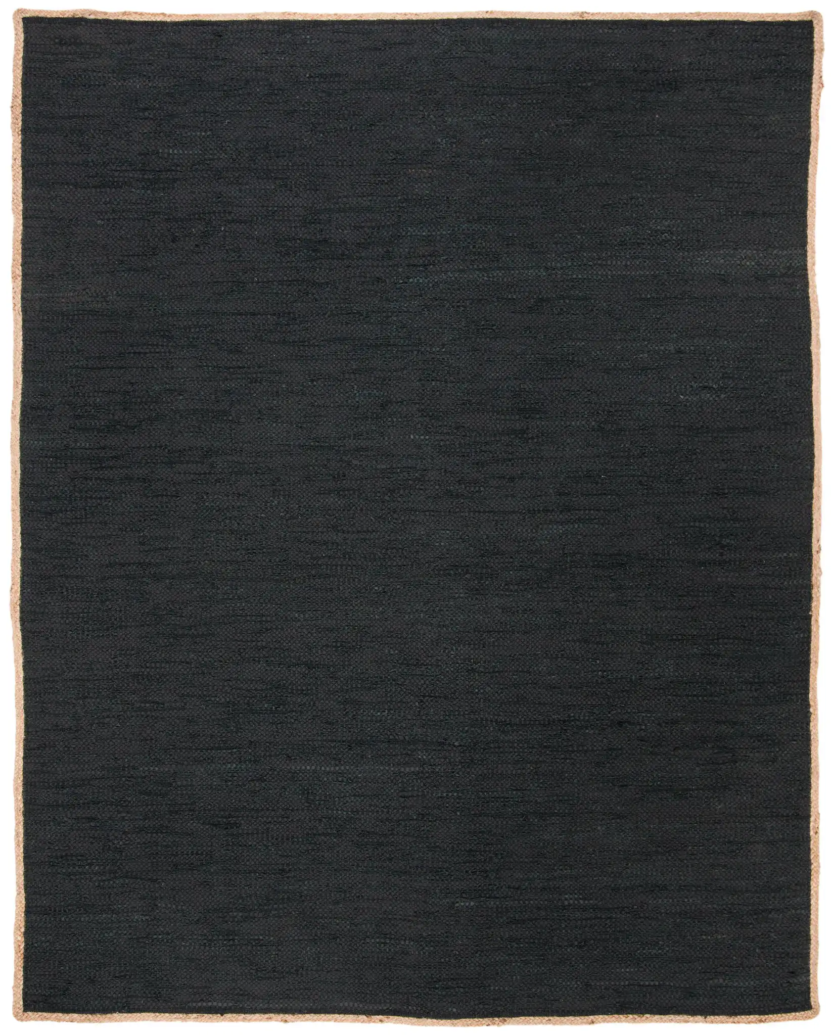 Cape Cod Bordered Hand-Woven Leather Rug in Black / Natural