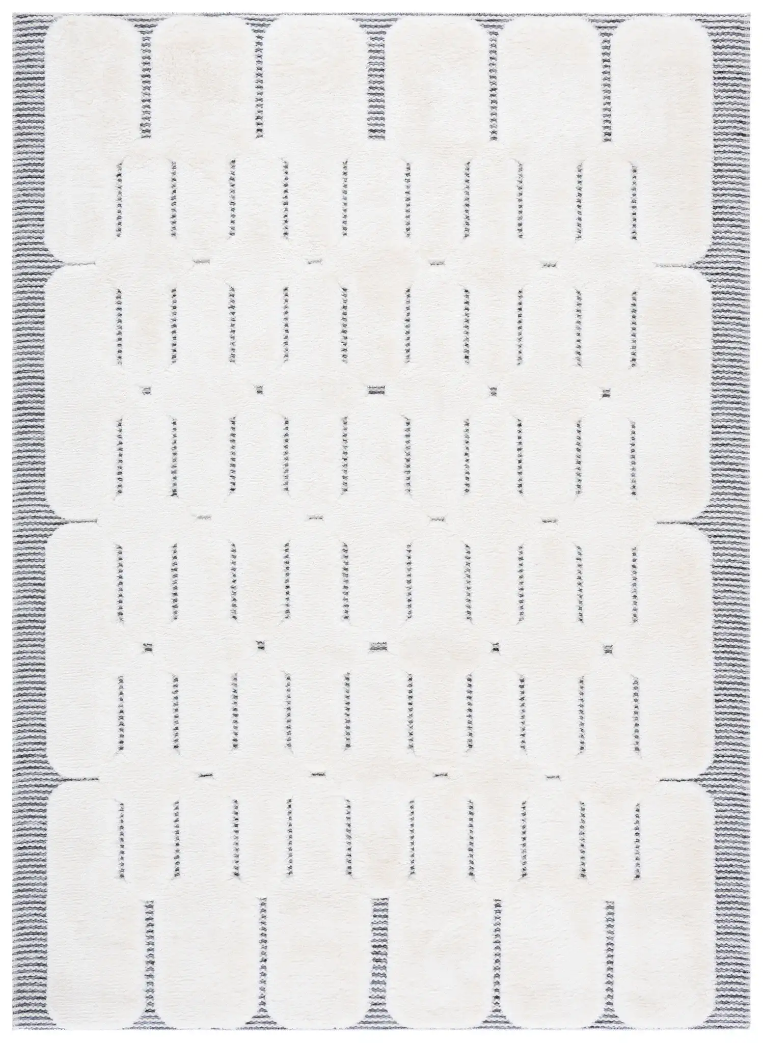Celebrity Rounded Block Rug in Ivory / Gray