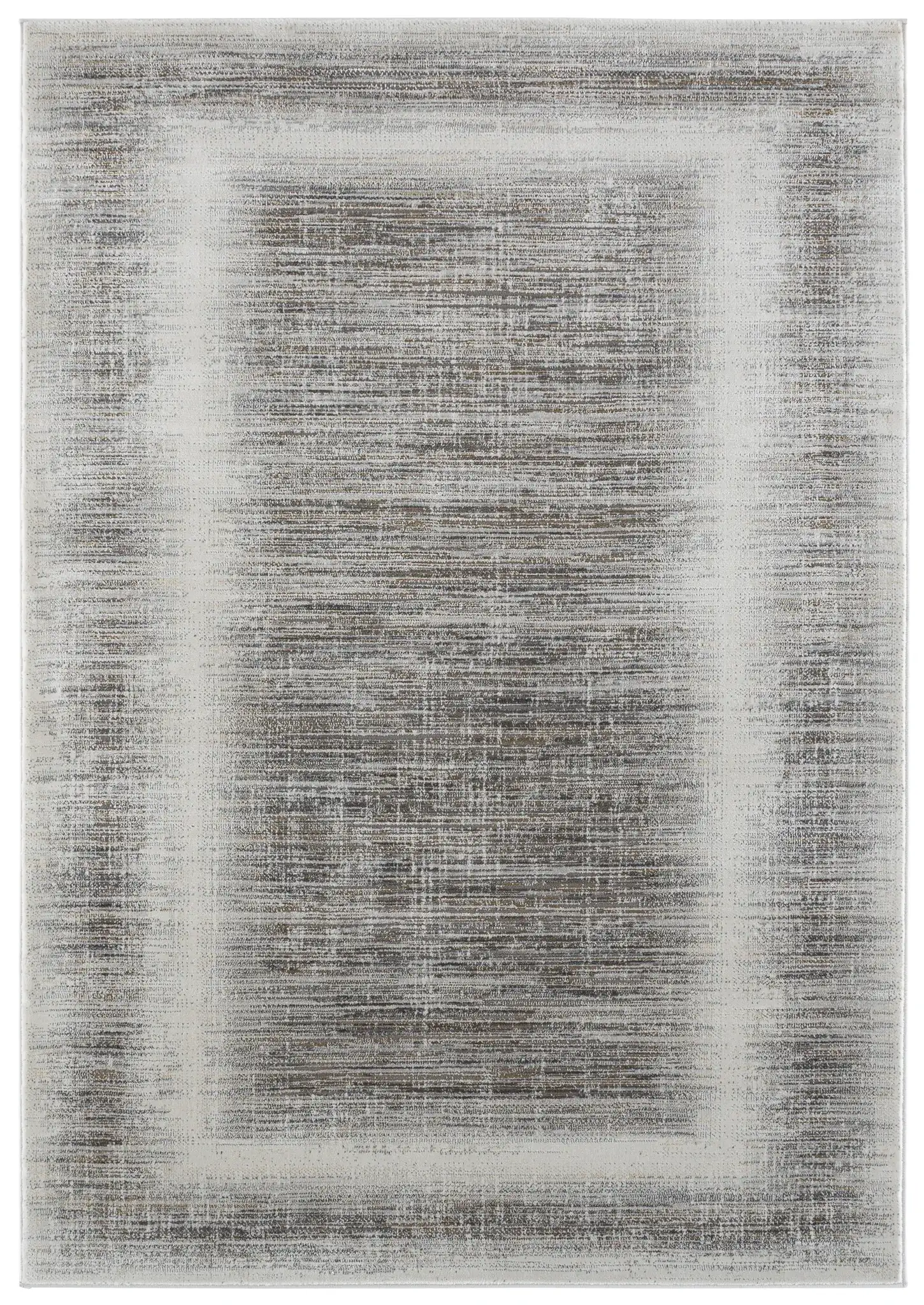 Craft Linear Abstract Border Rug in Gray / Gold