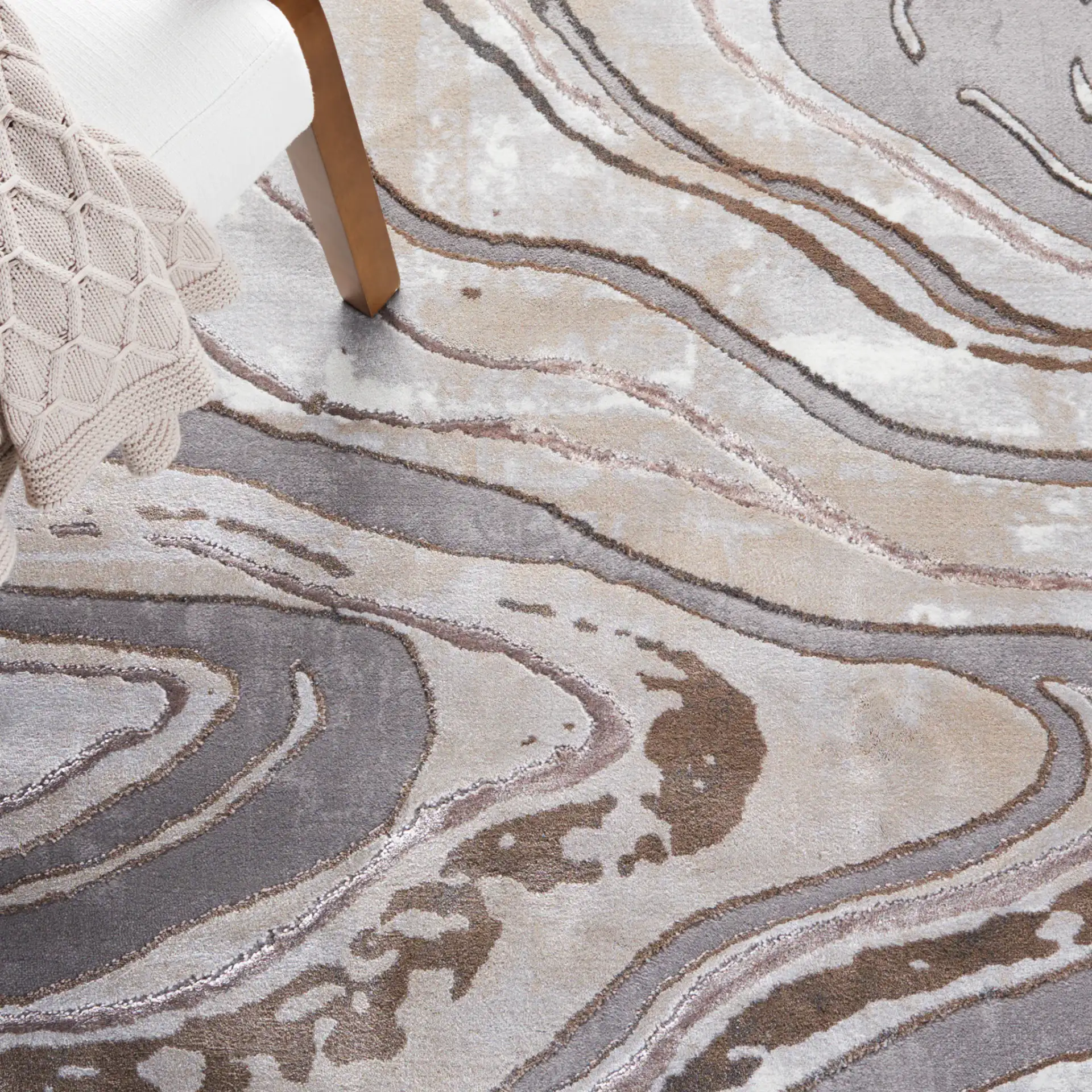 Craft Marble Stream Rug in Gray / Beige in a styled room