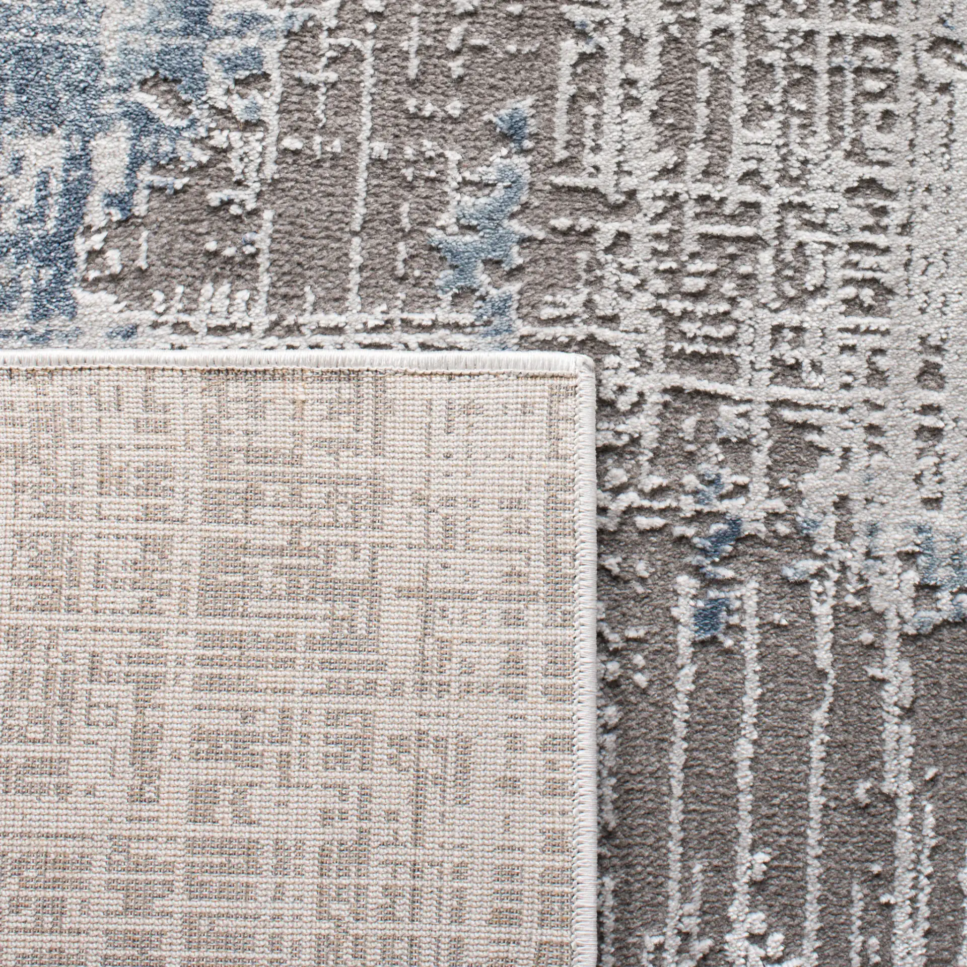 Craft Crosshatch Grid Rug in Gray / Blue in a styled room