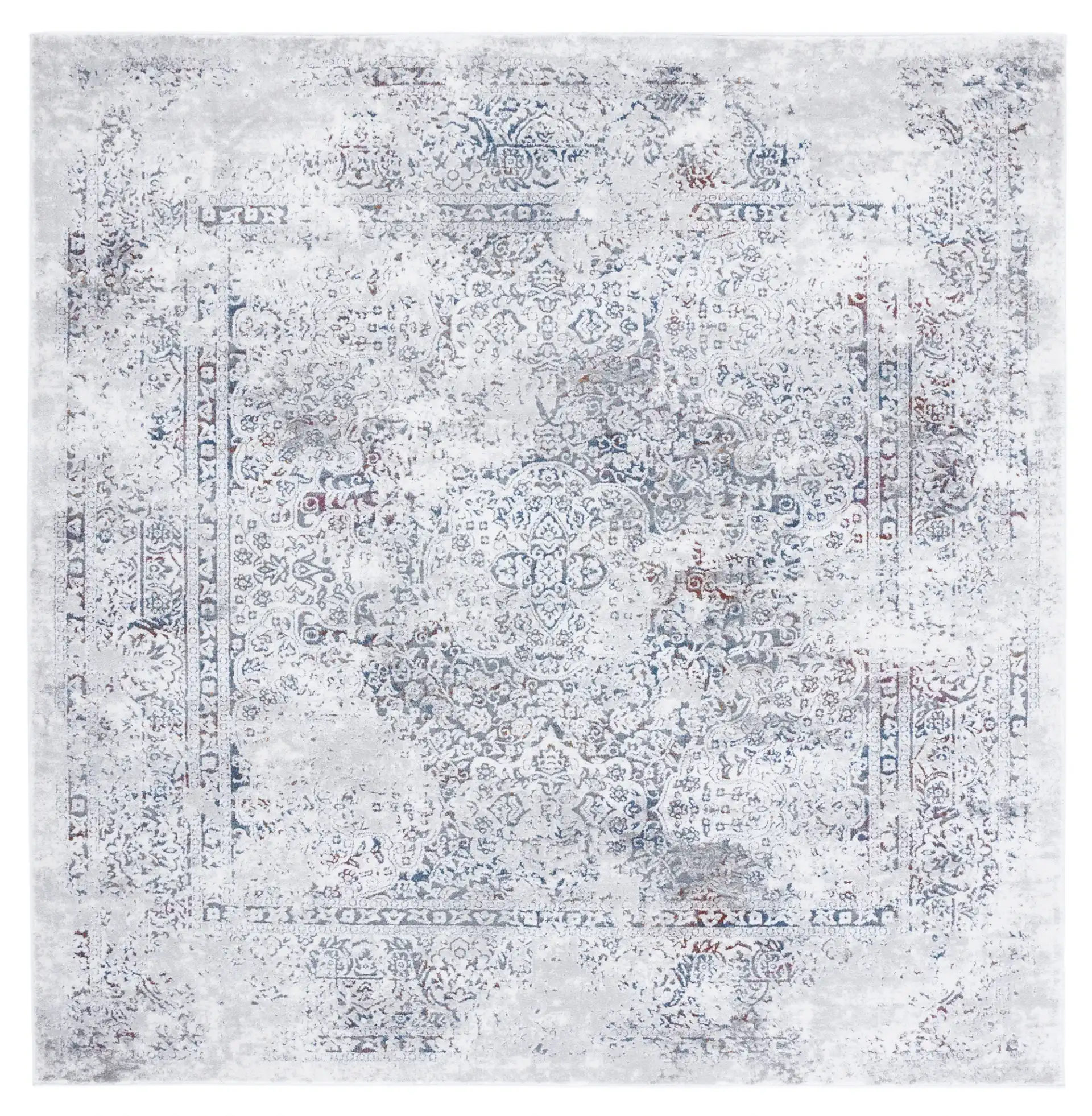 Craft Distressed Persian Medallion Rug in Gray / Blue