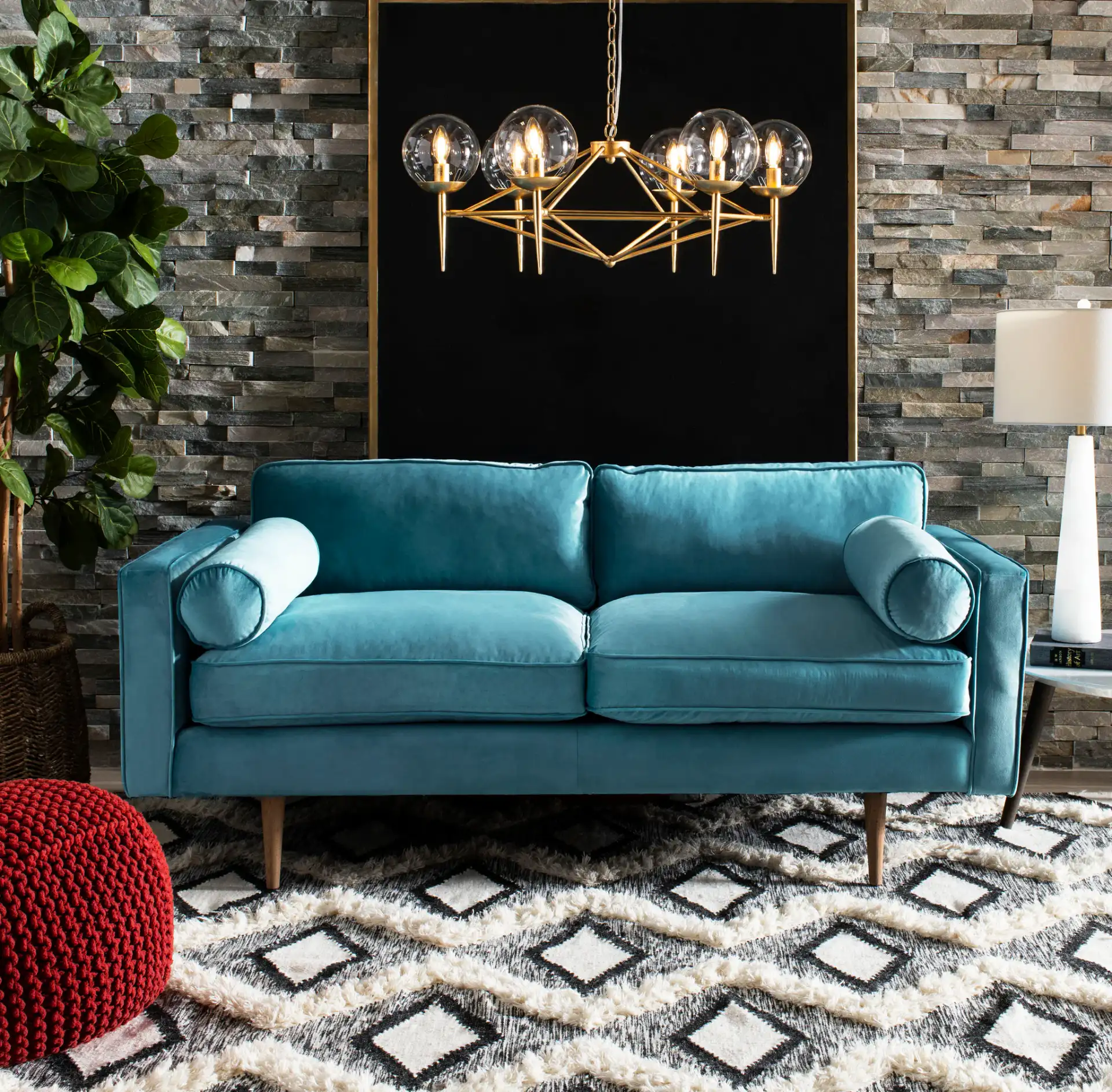 Greyor Six-Light Chandelier in Gold in a styled room
