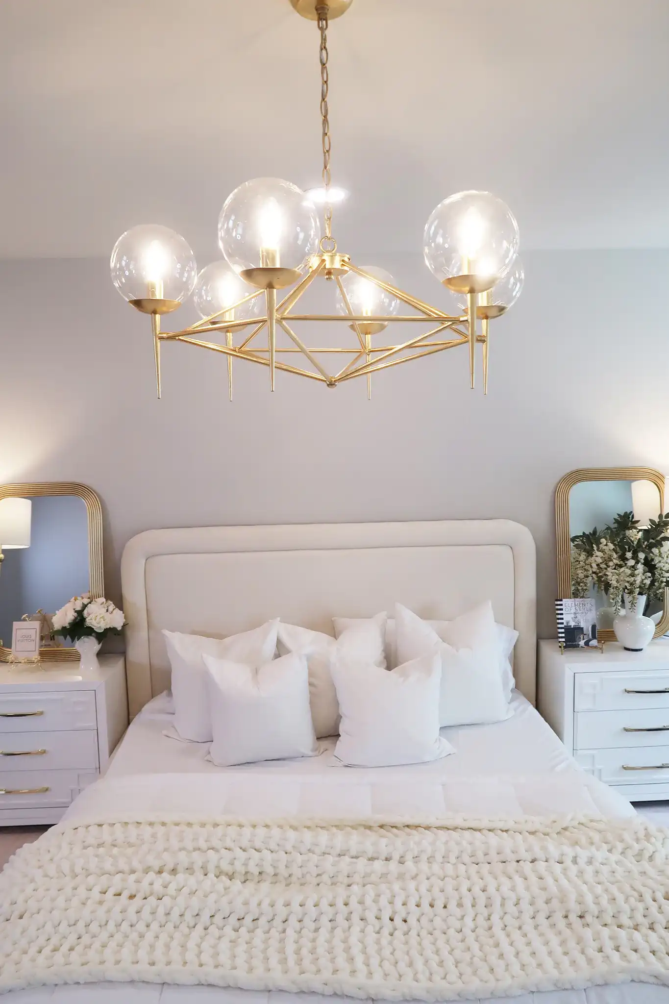 Greyor Six-Light Chandelier in Gold in a styled room