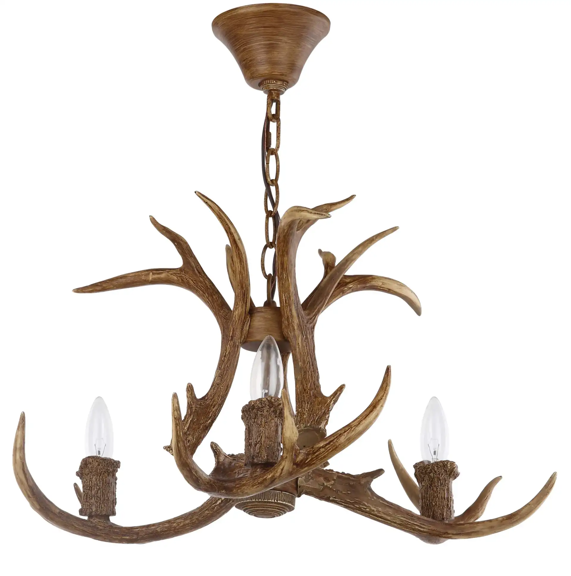 Makani Three-Light Chandelier in Brown, detail view