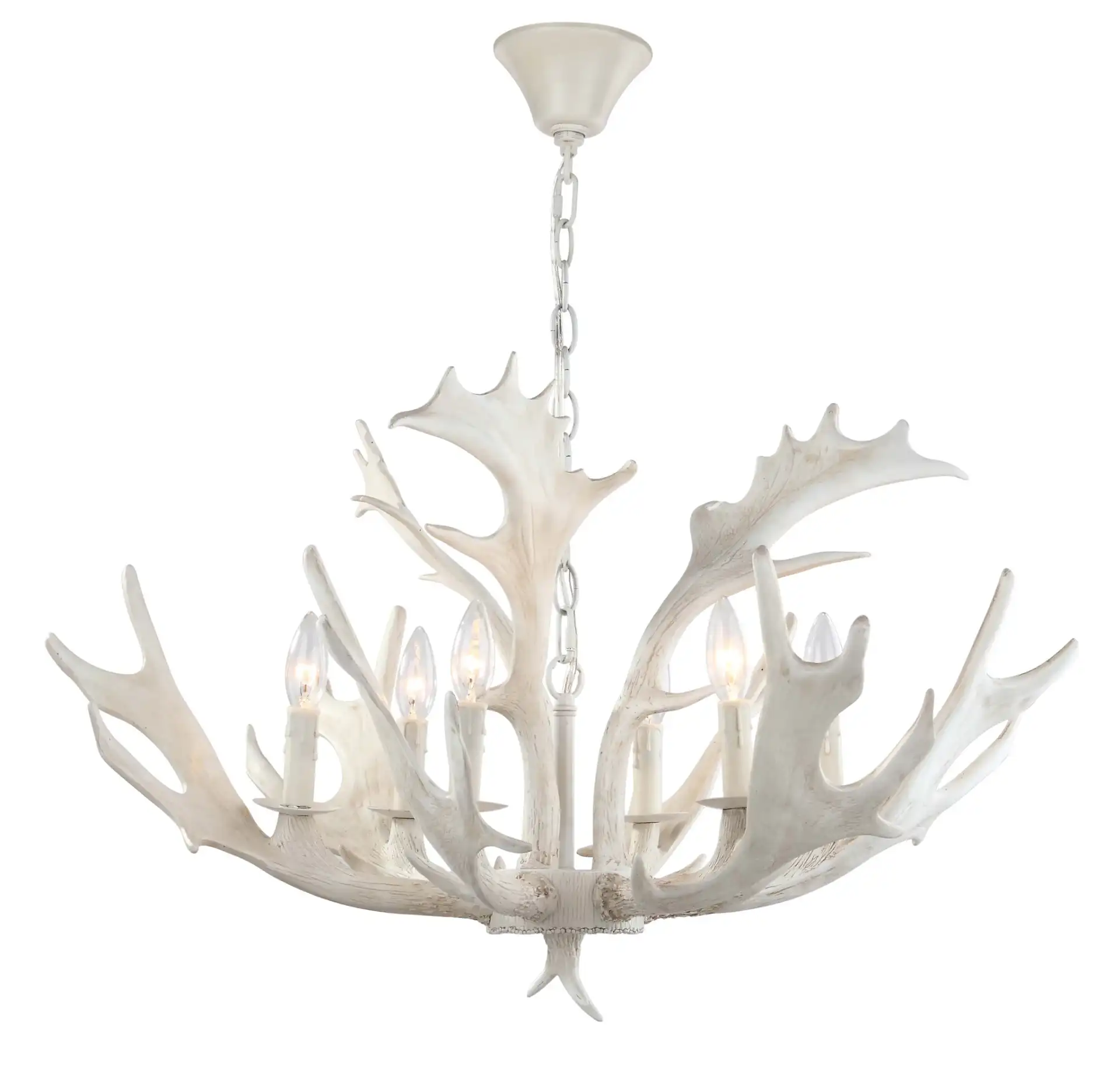 Birch Six-Light Chandelier in White