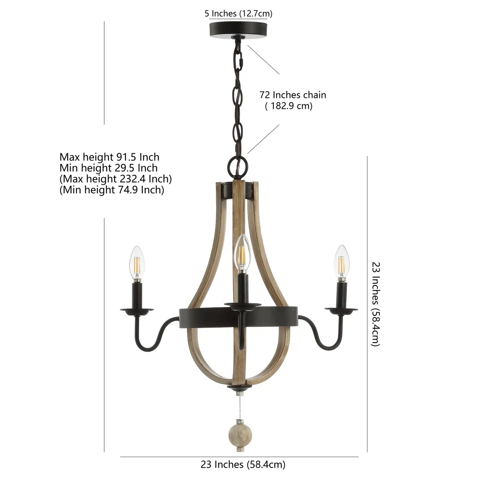 Kamari Three-Light 23" Pendant in Assorted, detail view