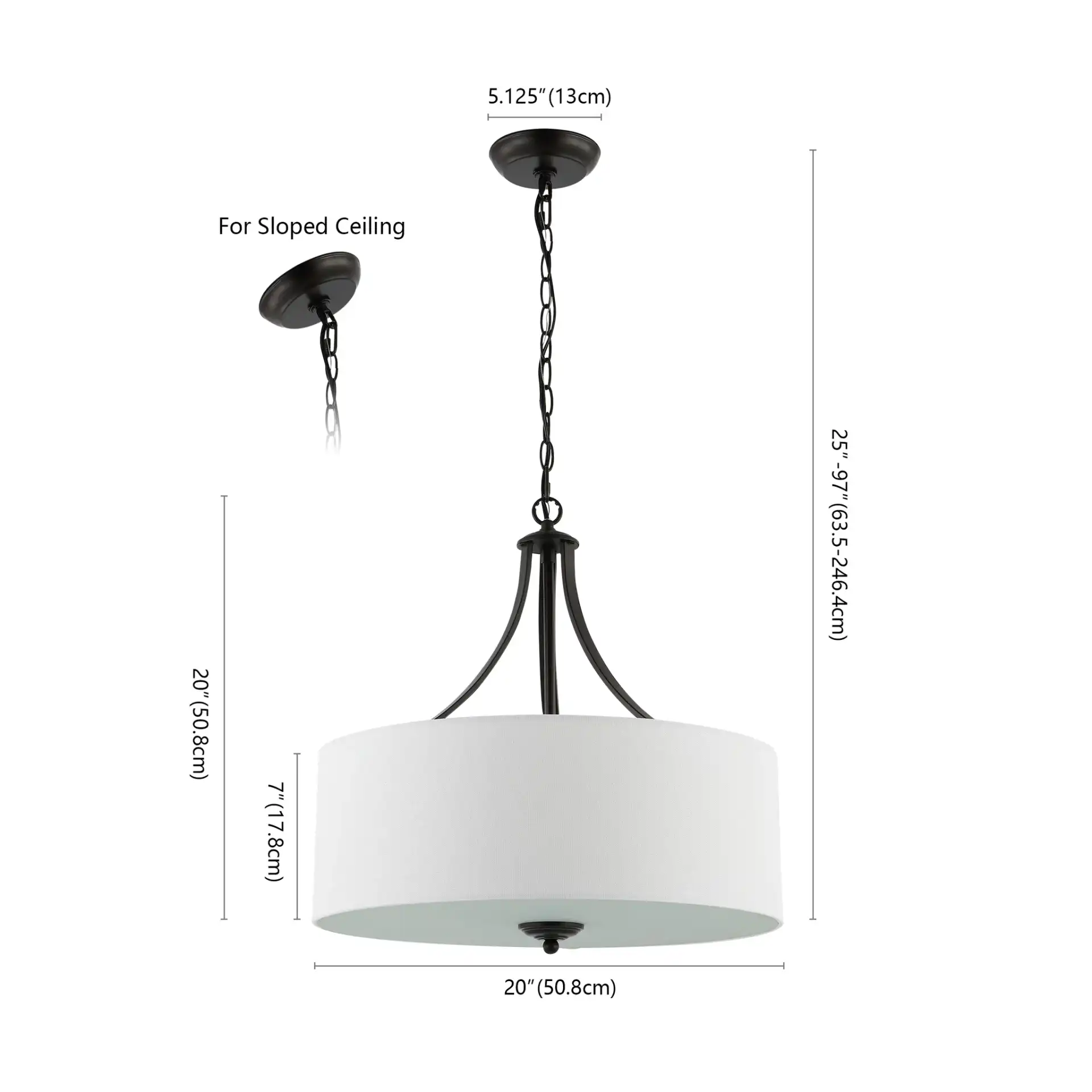 Burnett Three-Light Chandelier in Oil Rub Bronze / White, detail view