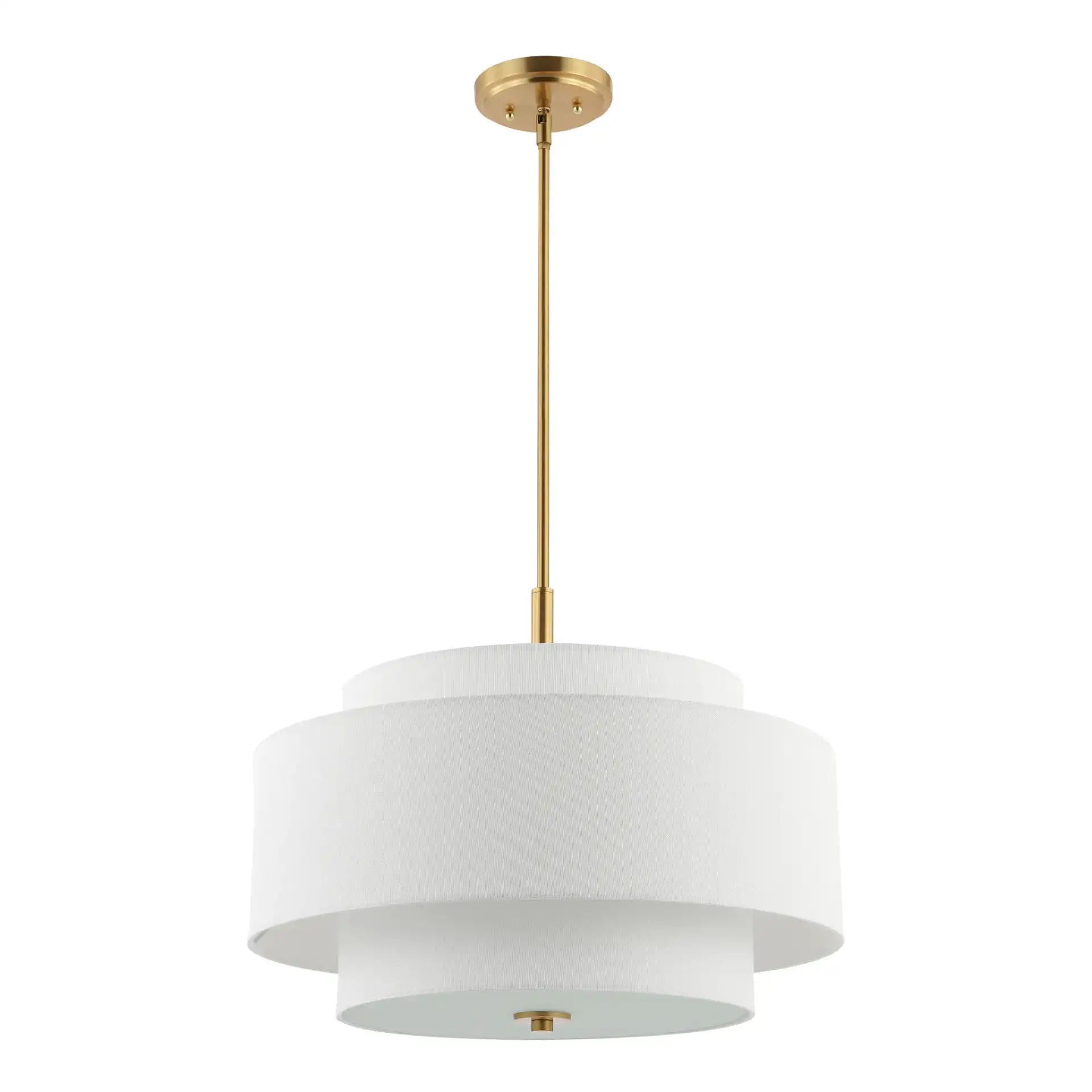 Cambrie Three-Light Chandelier in White / Brass, detail view