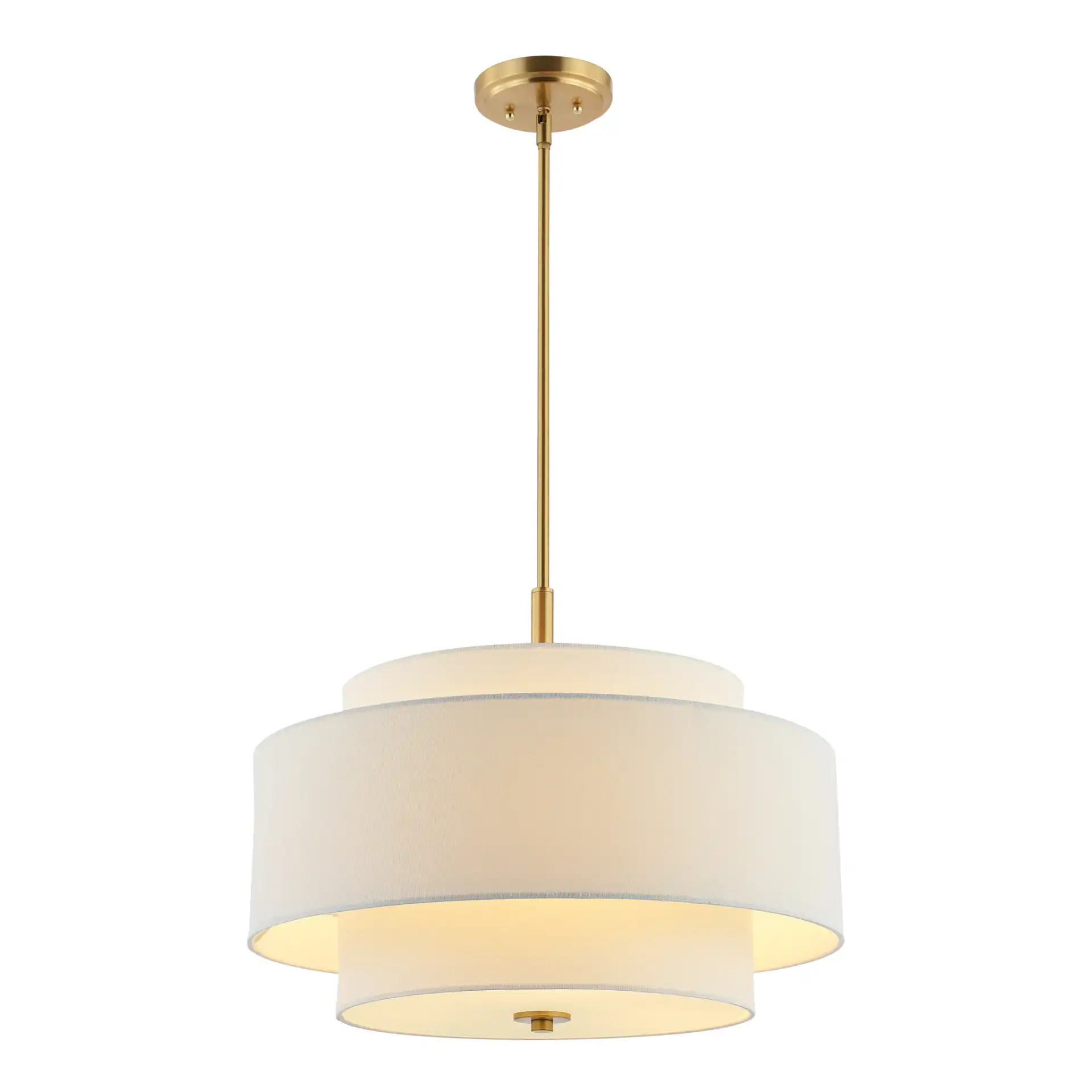 Cambrie Three-Light Chandelier in White / Brass