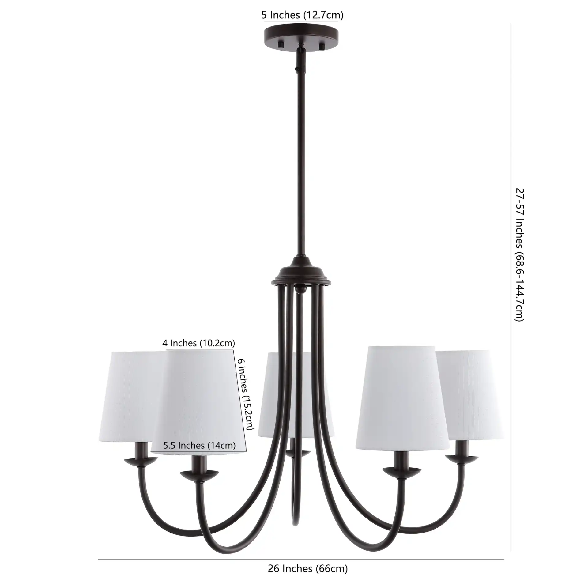 Darryn Five-Light Chandelier in Oil Rubbed Bronze, detail view