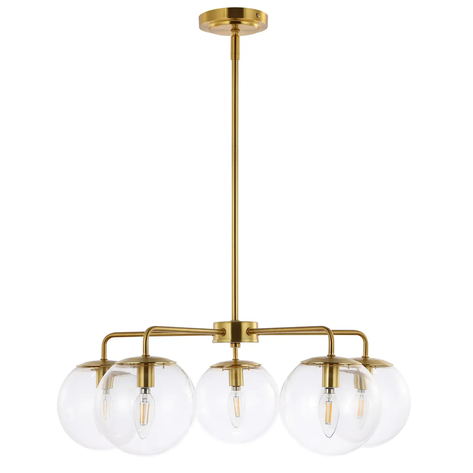 Negara Five-Light Chandelier in Brass / Clear, detail view