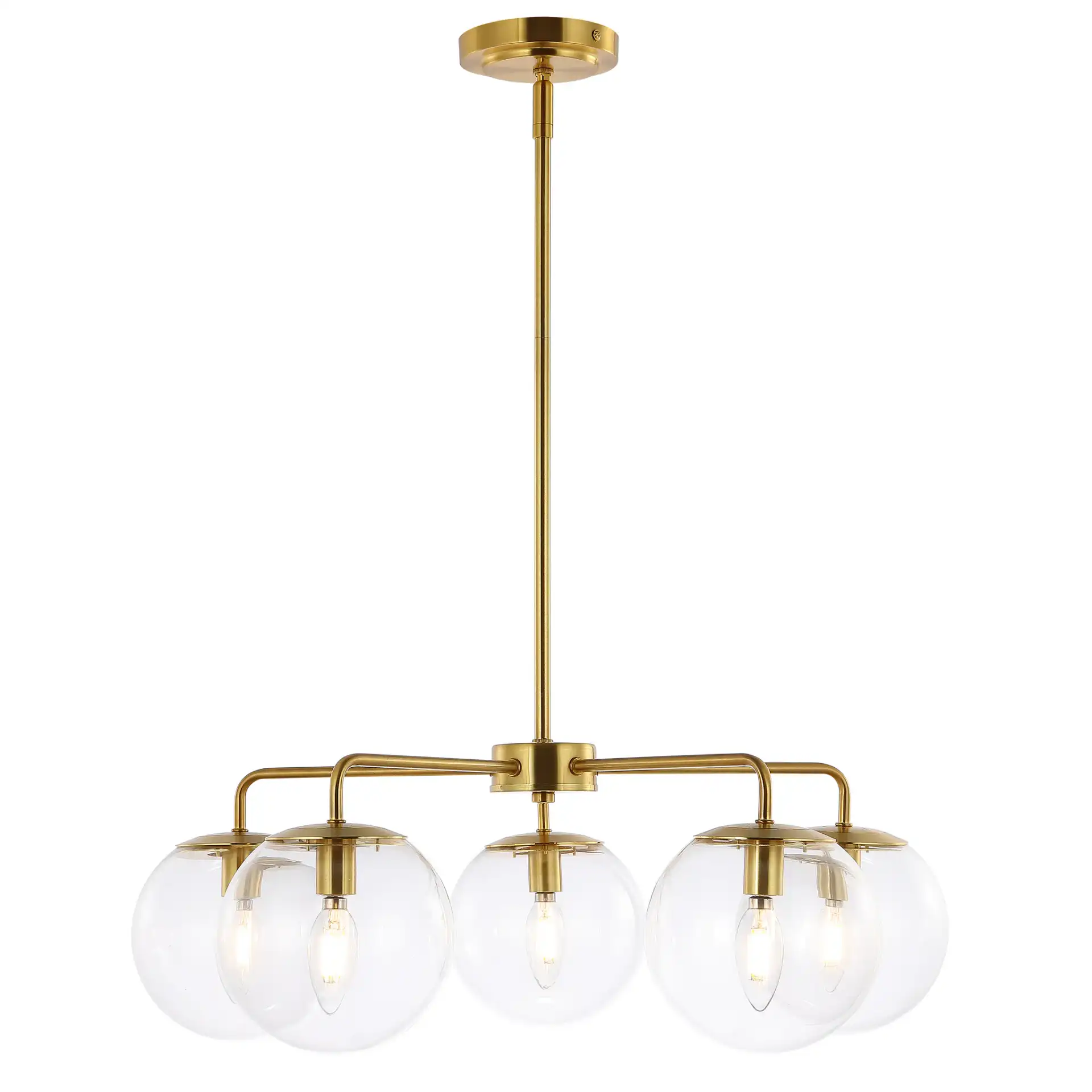 Negara Five-Light Chandelier in Brass / Clear