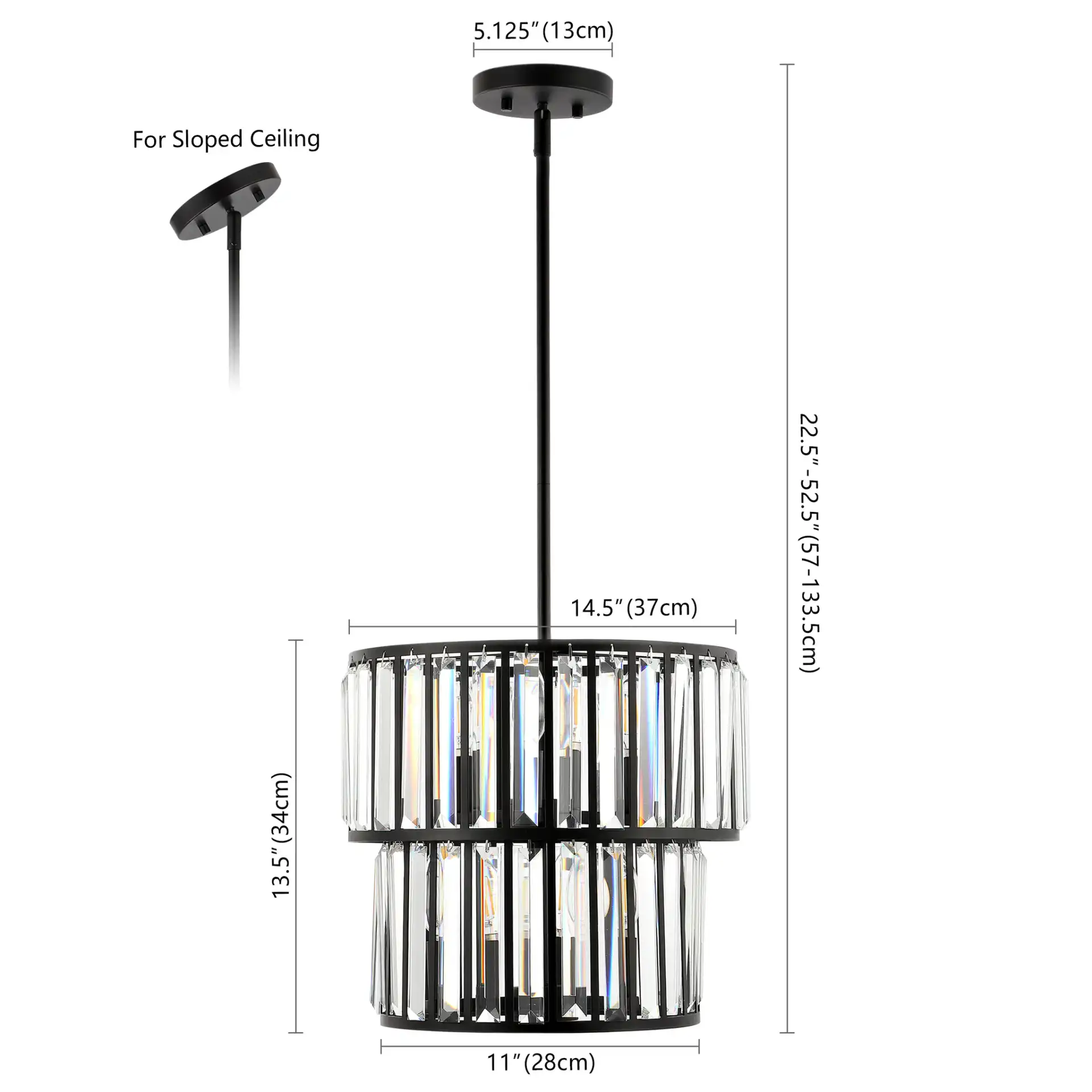Crissa Six-Light Chandelier in Black / Clear, detail view