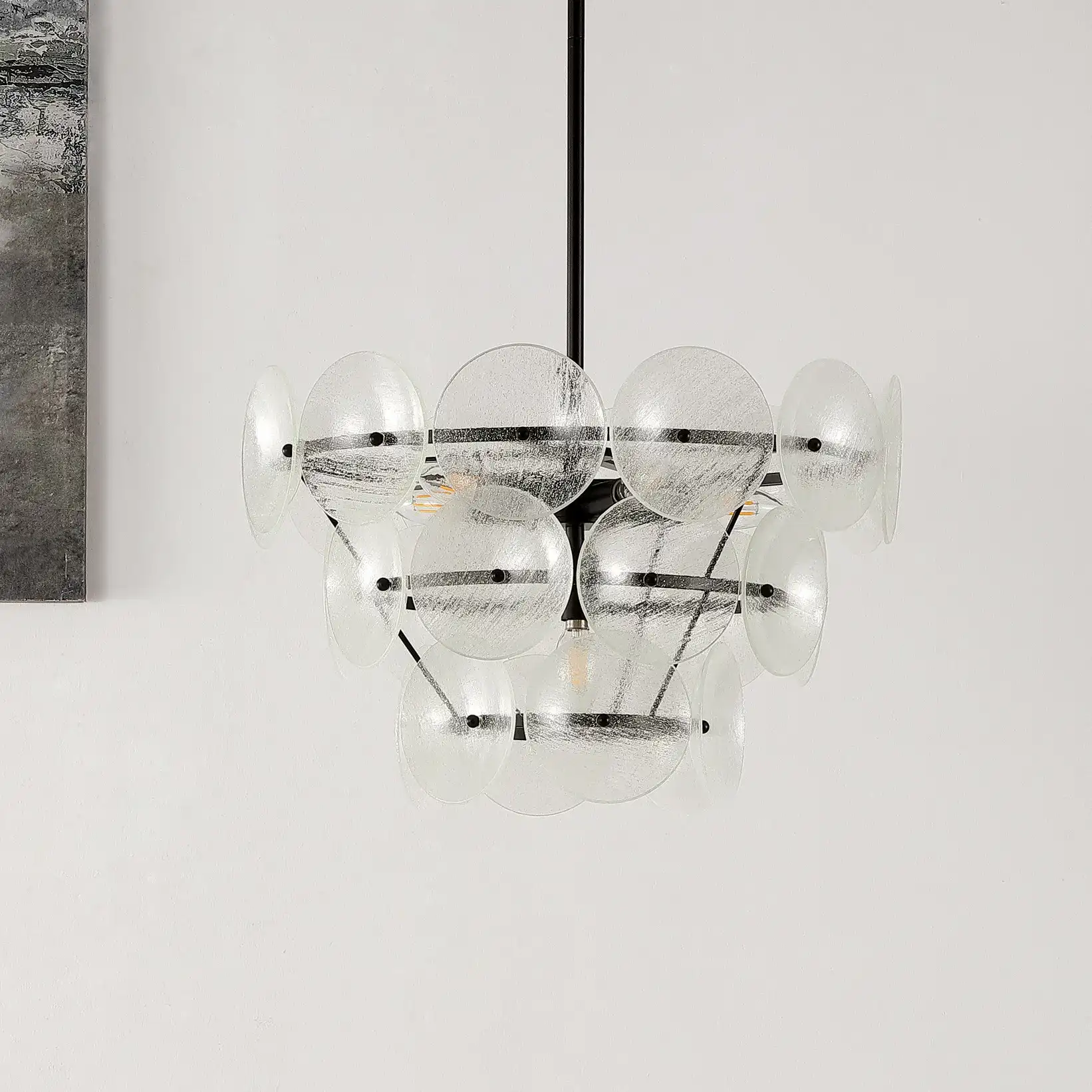 Landreth Six-Light Chandelier in Black / Clear, detail view