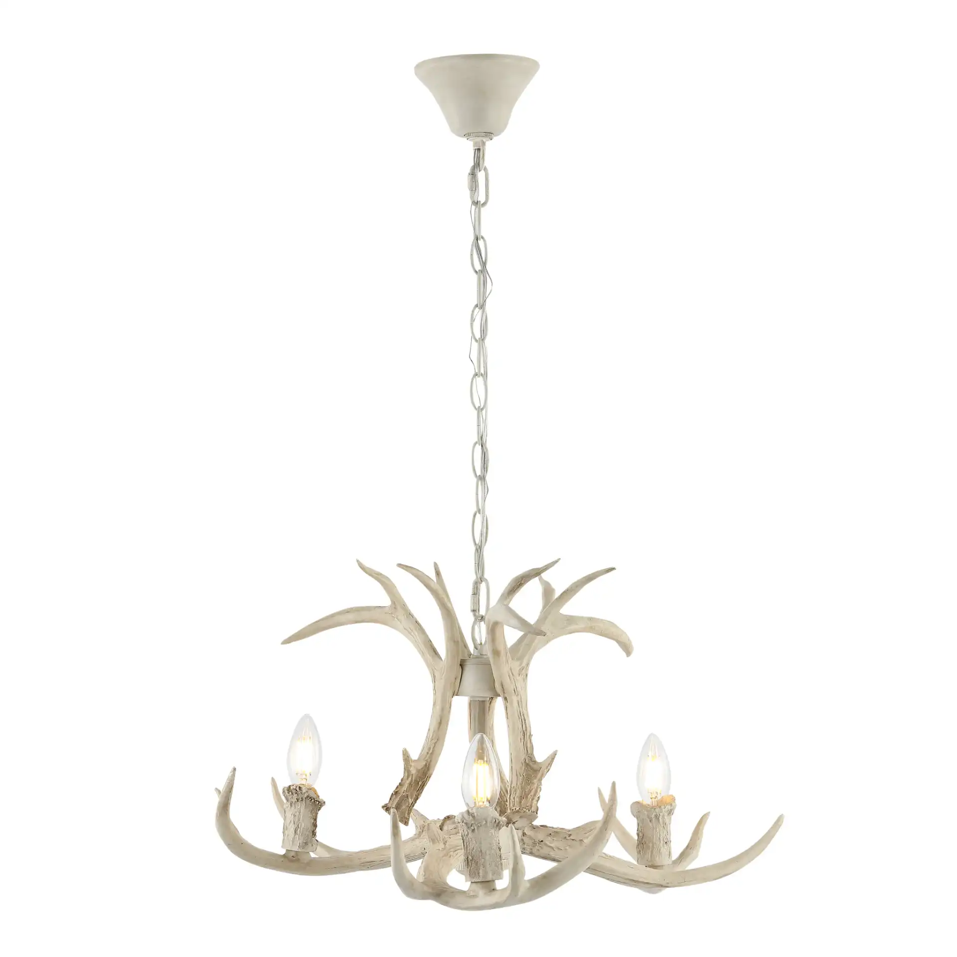 Cenwyn Three-Light Chandelier in Antique White