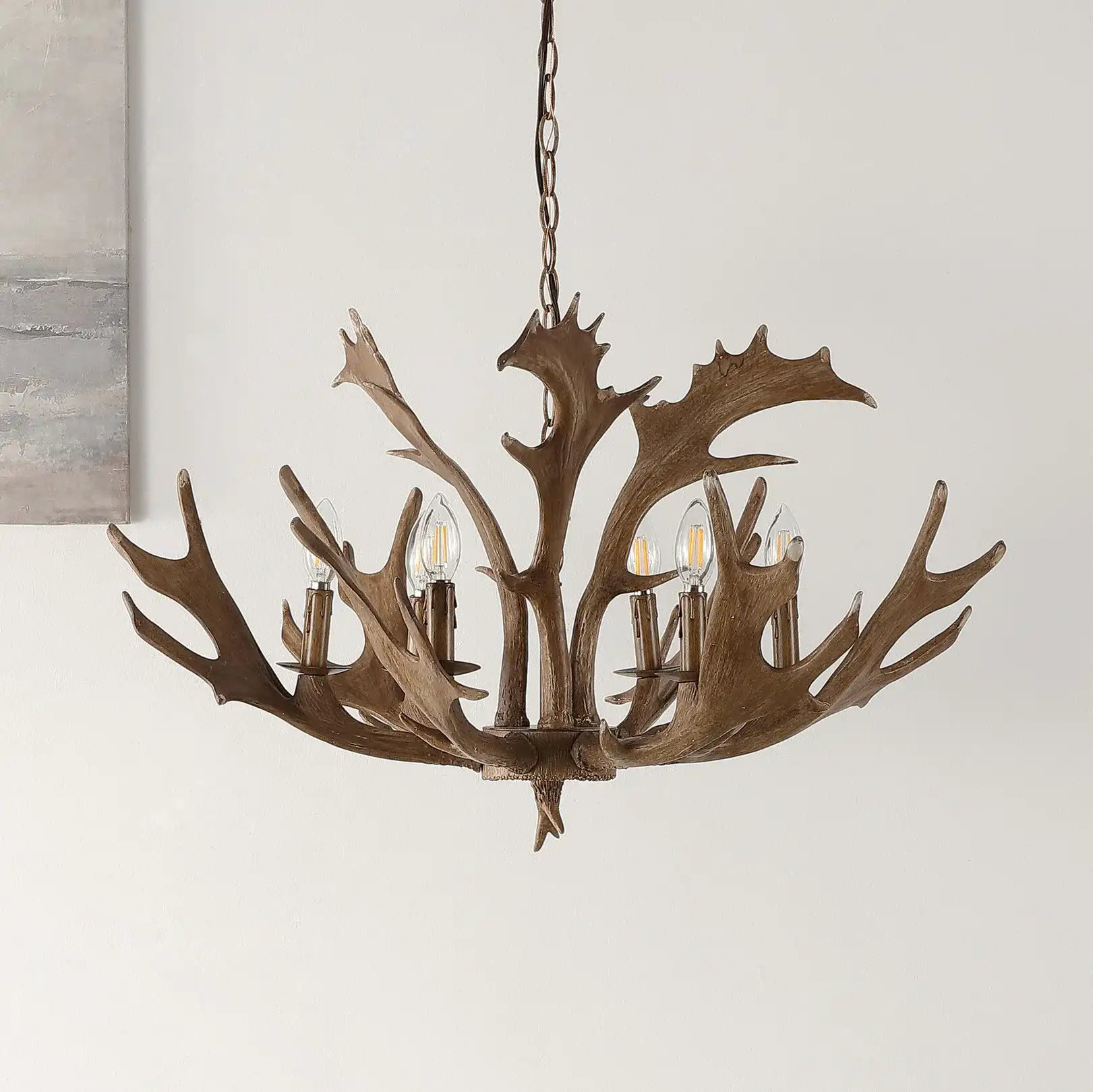 Dresden Six-Light Chandelier in Brown, detail view