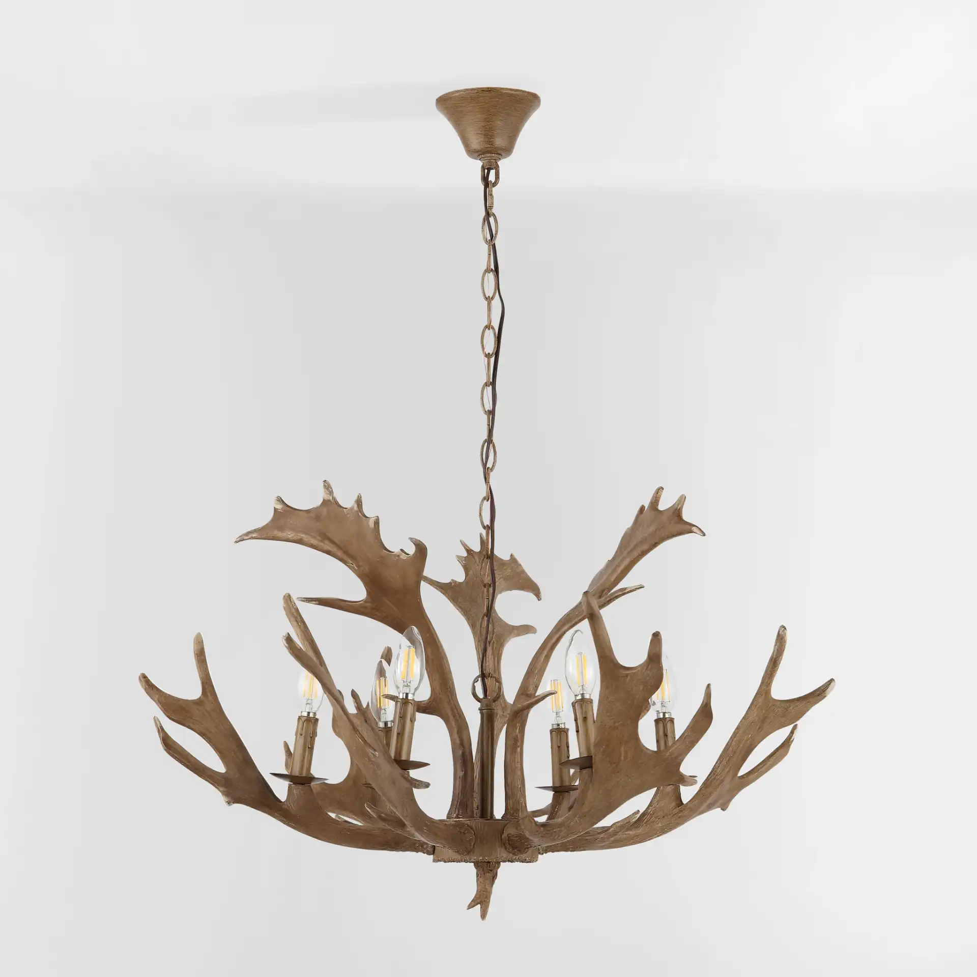 Dresden Six-Light Chandelier in Brown, detail view