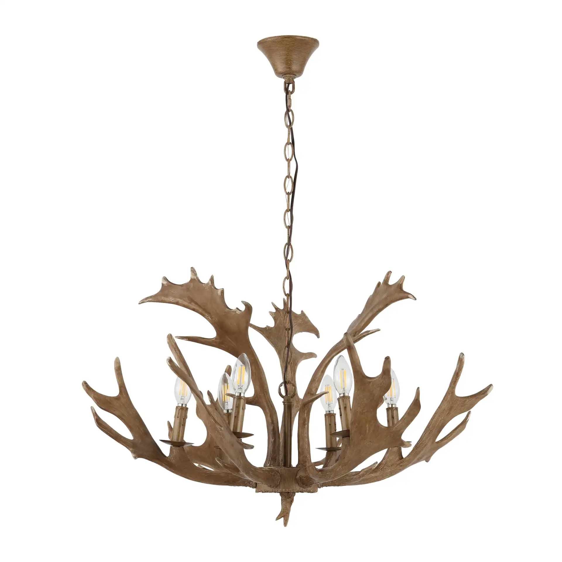 Dresden Six-Light Chandelier in Brown, detail view