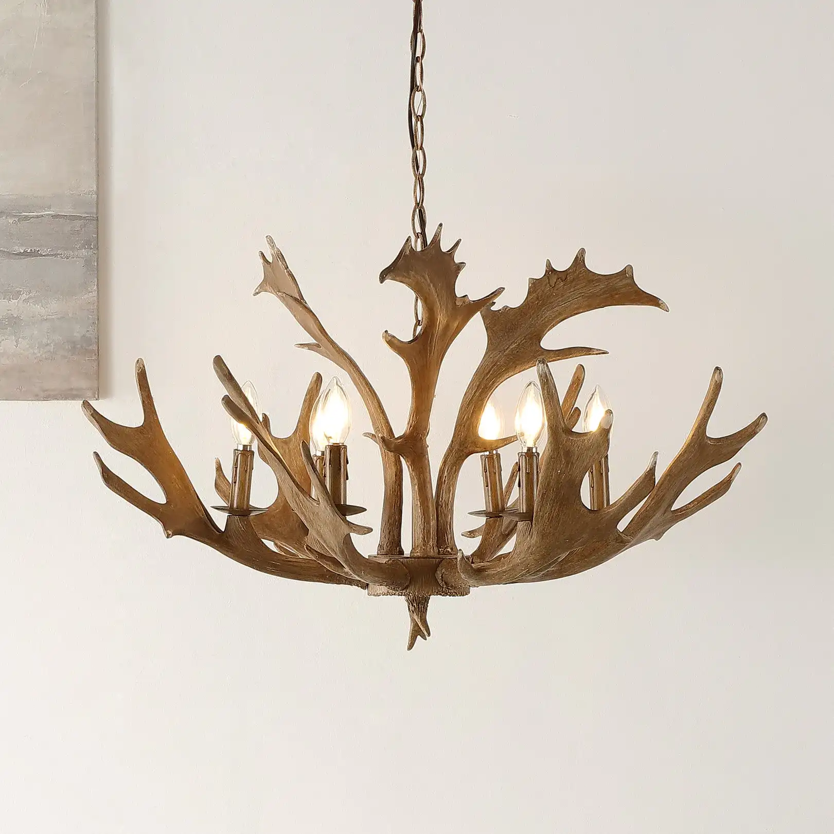 Dresden Six-Light Chandelier in Brown in a styled room