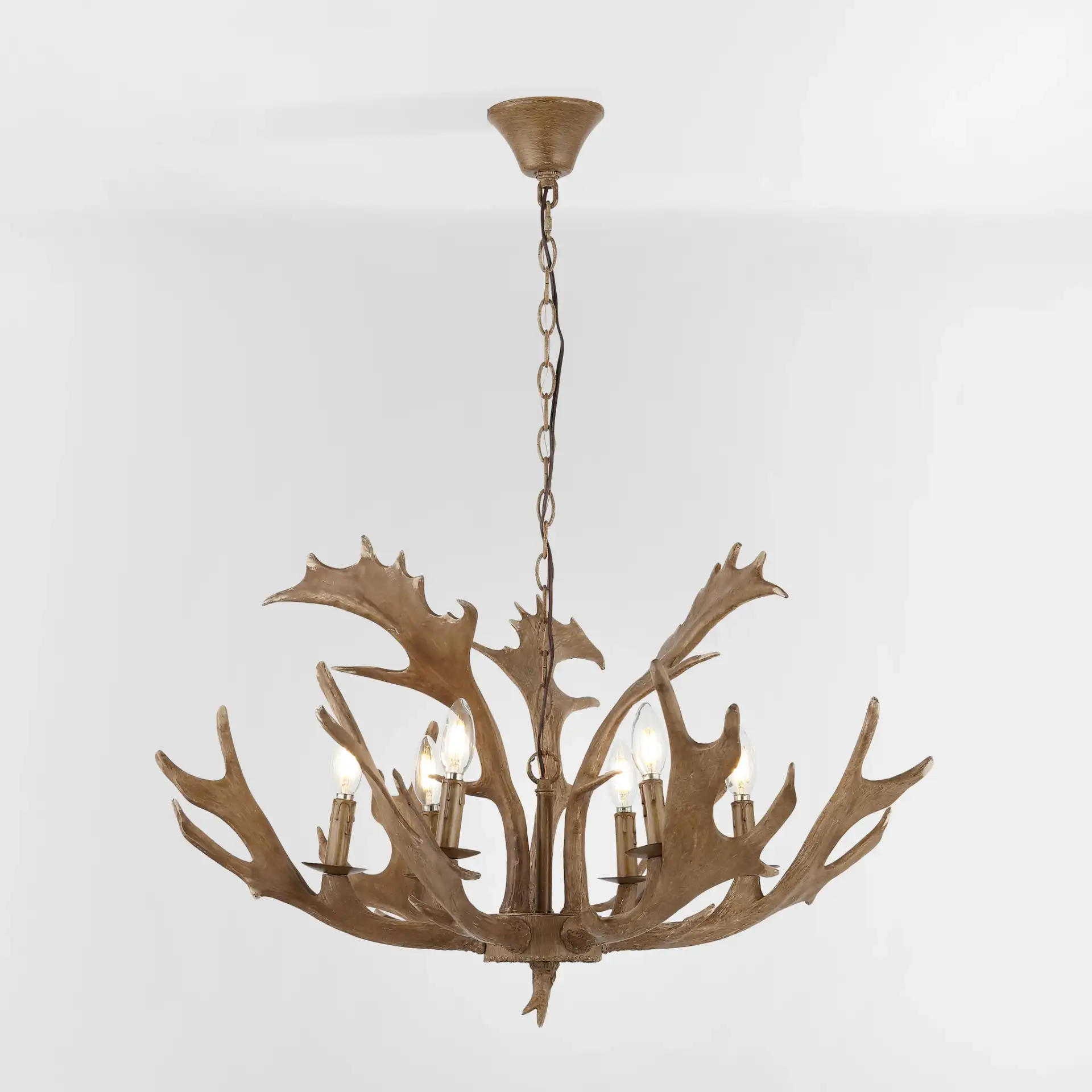 Dresden Six-Light Chandelier in Brown, detail view