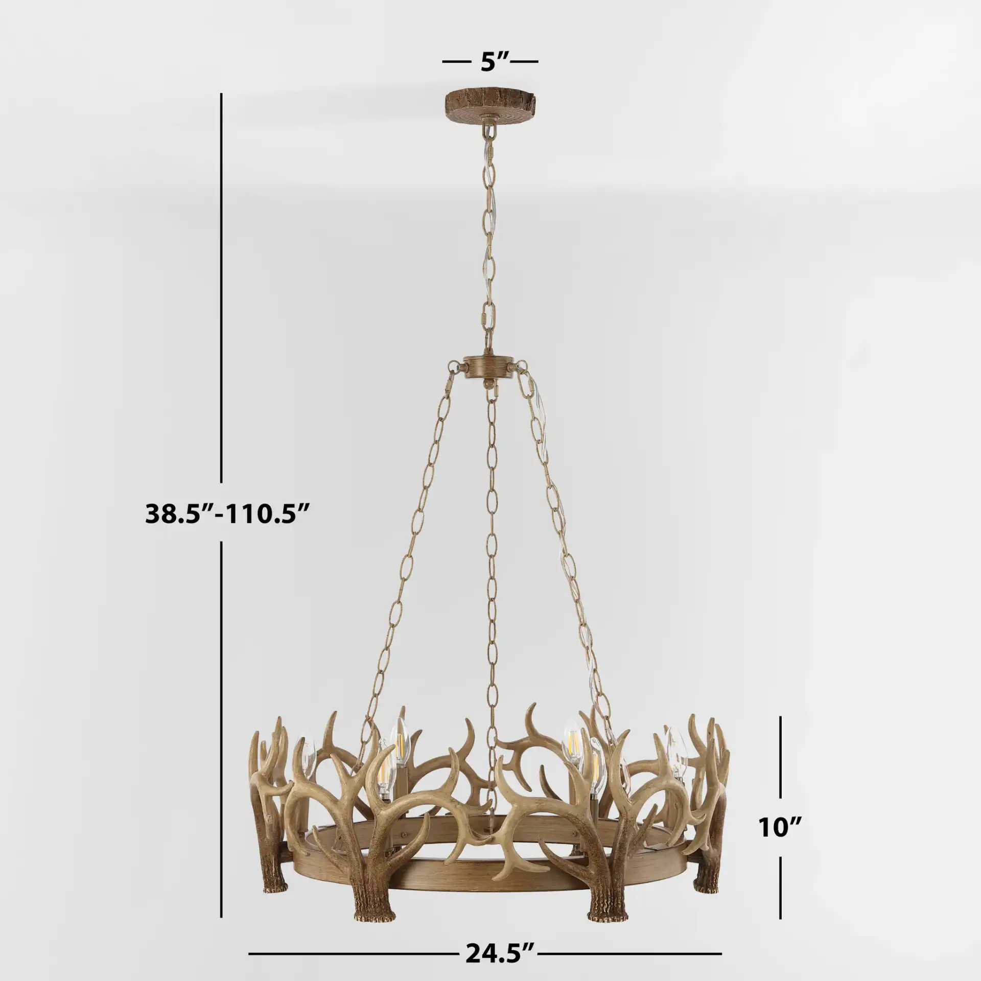 Duriel Six-Light Chandelier in Antique Brown, detail view