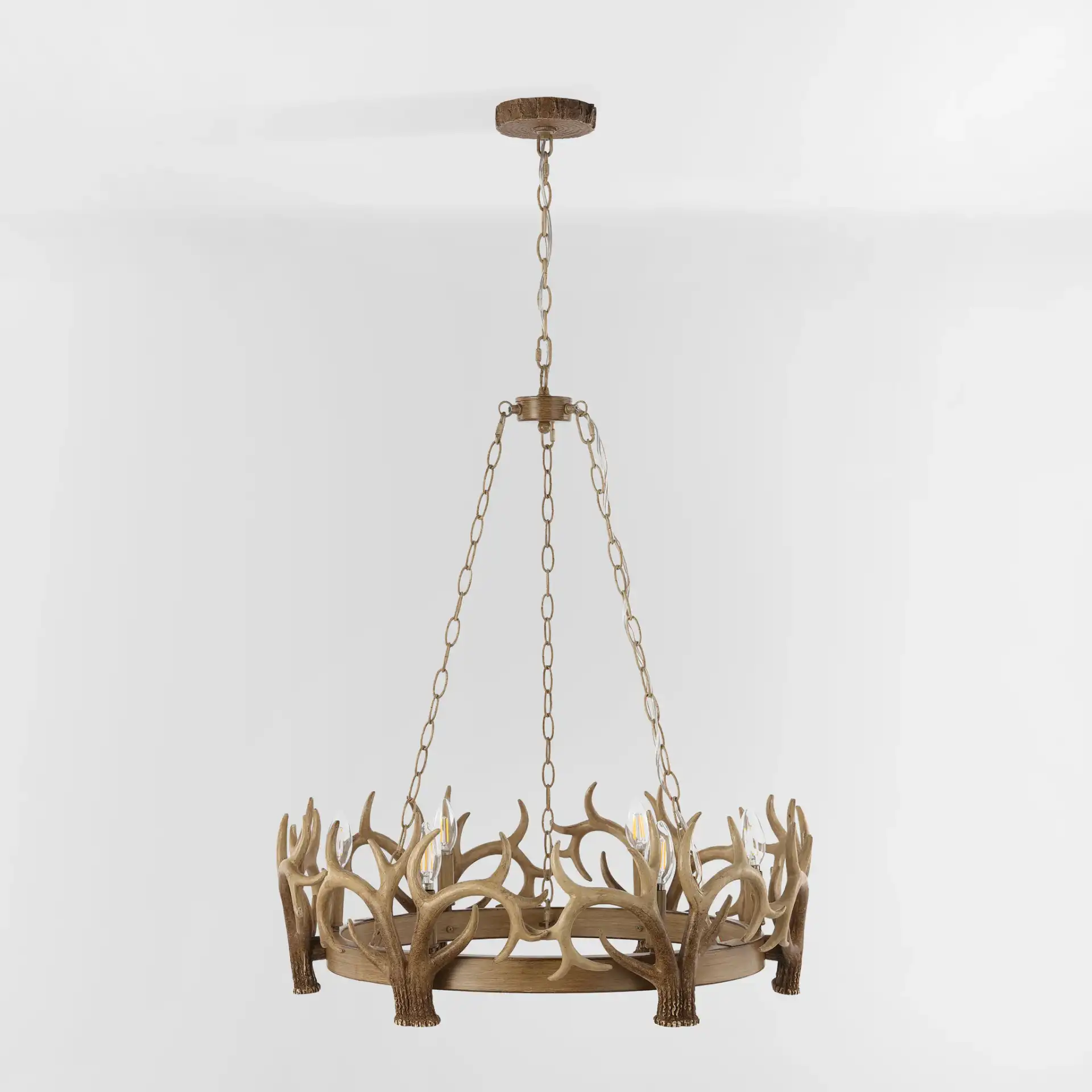 Duriel Six-Light Chandelier in Antique Brown, detail view