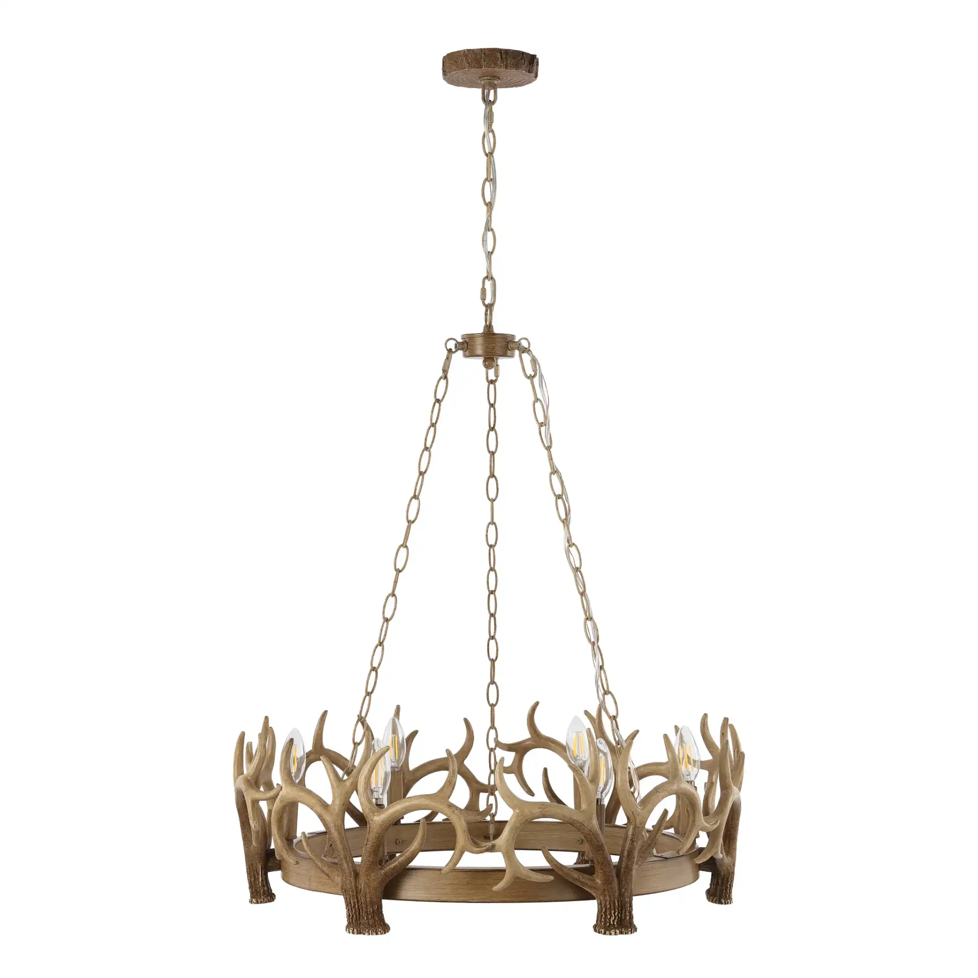 Duriel Six-Light Chandelier in Antique Brown, detail view