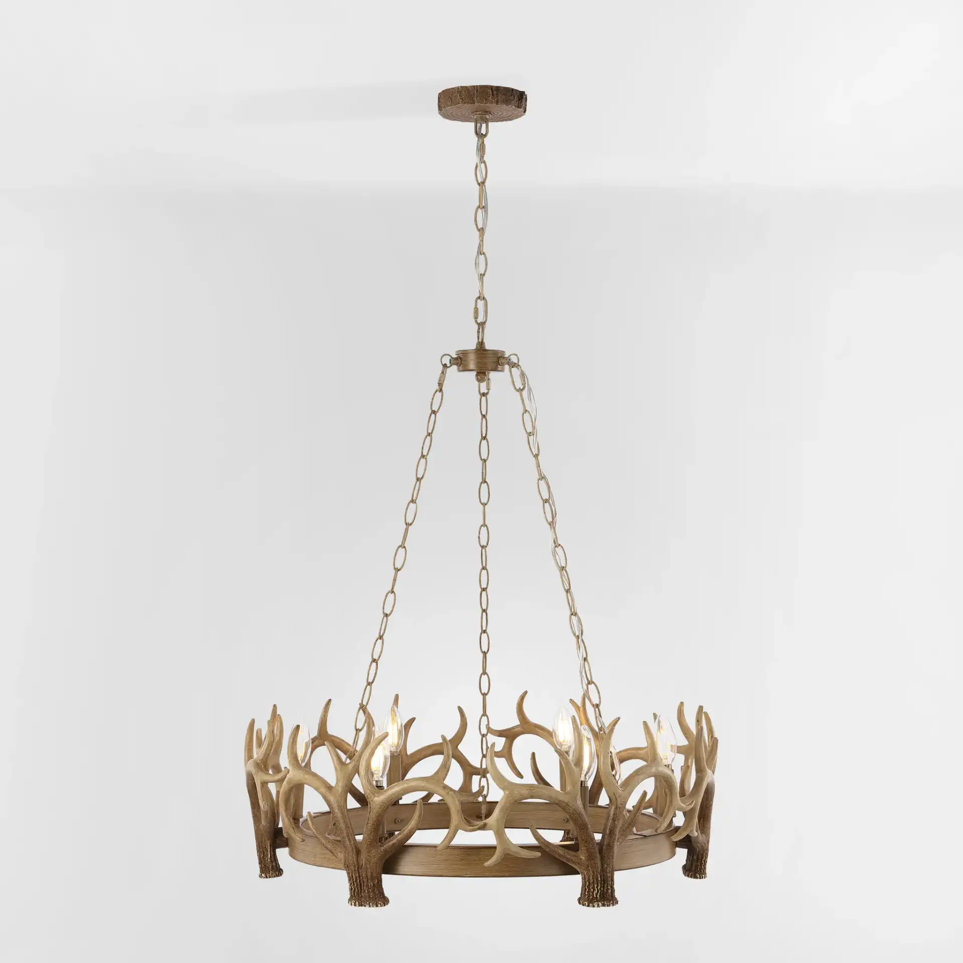 Duriel Six-Light Chandelier in Antique Brown, detail view