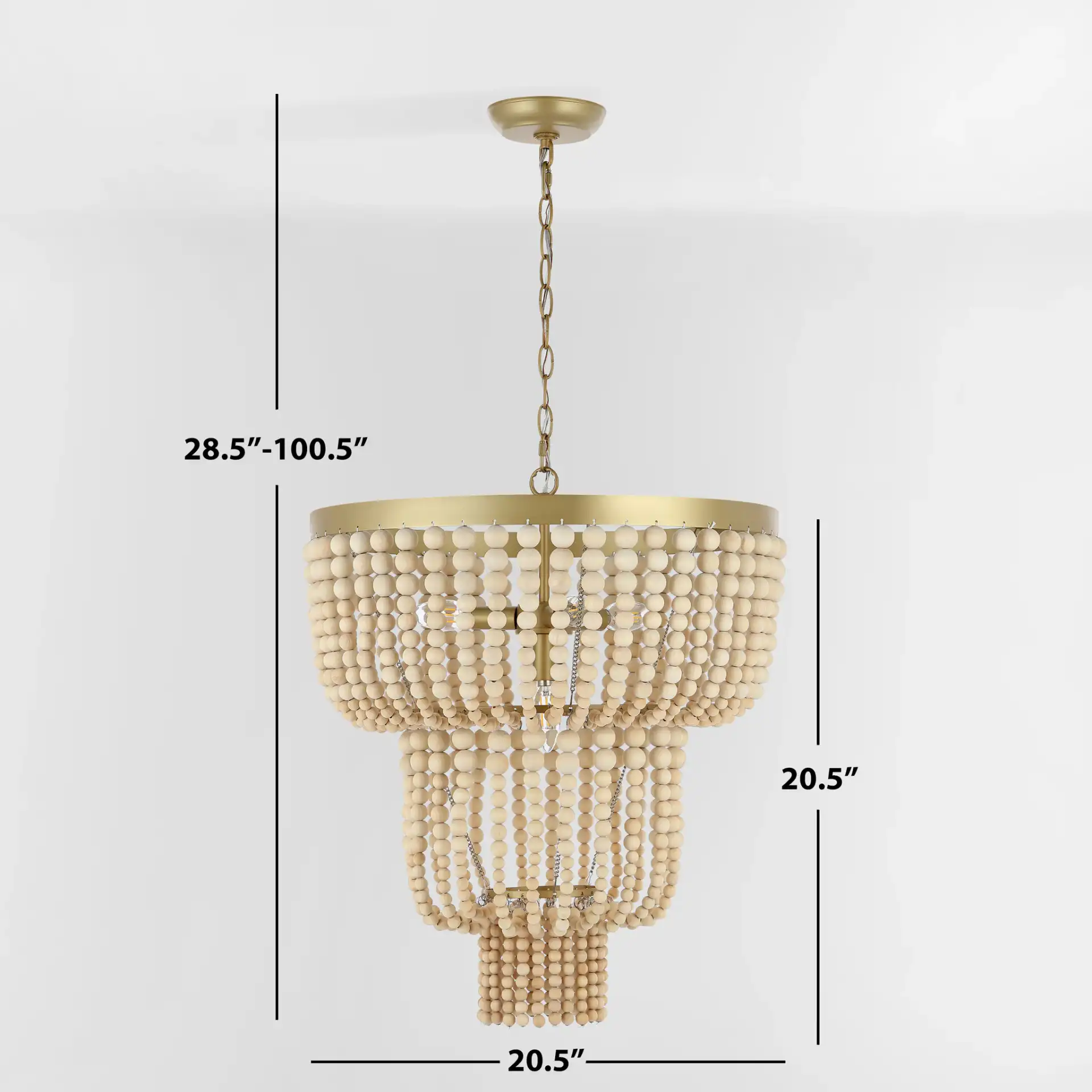 Aleynne Four-Light Chandelier in Brass, detail view