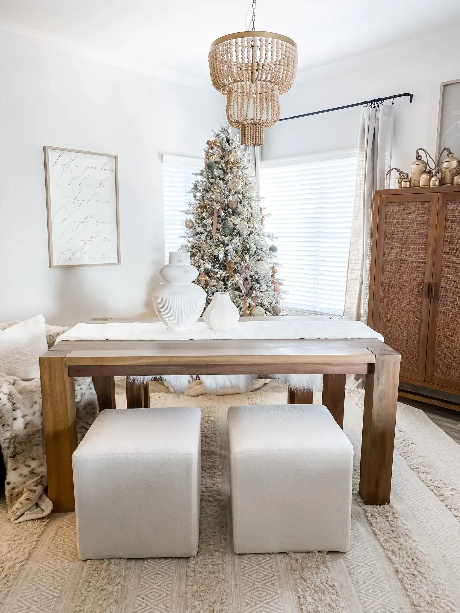 Aleynne Four-Light Chandelier in Brass in a styled room