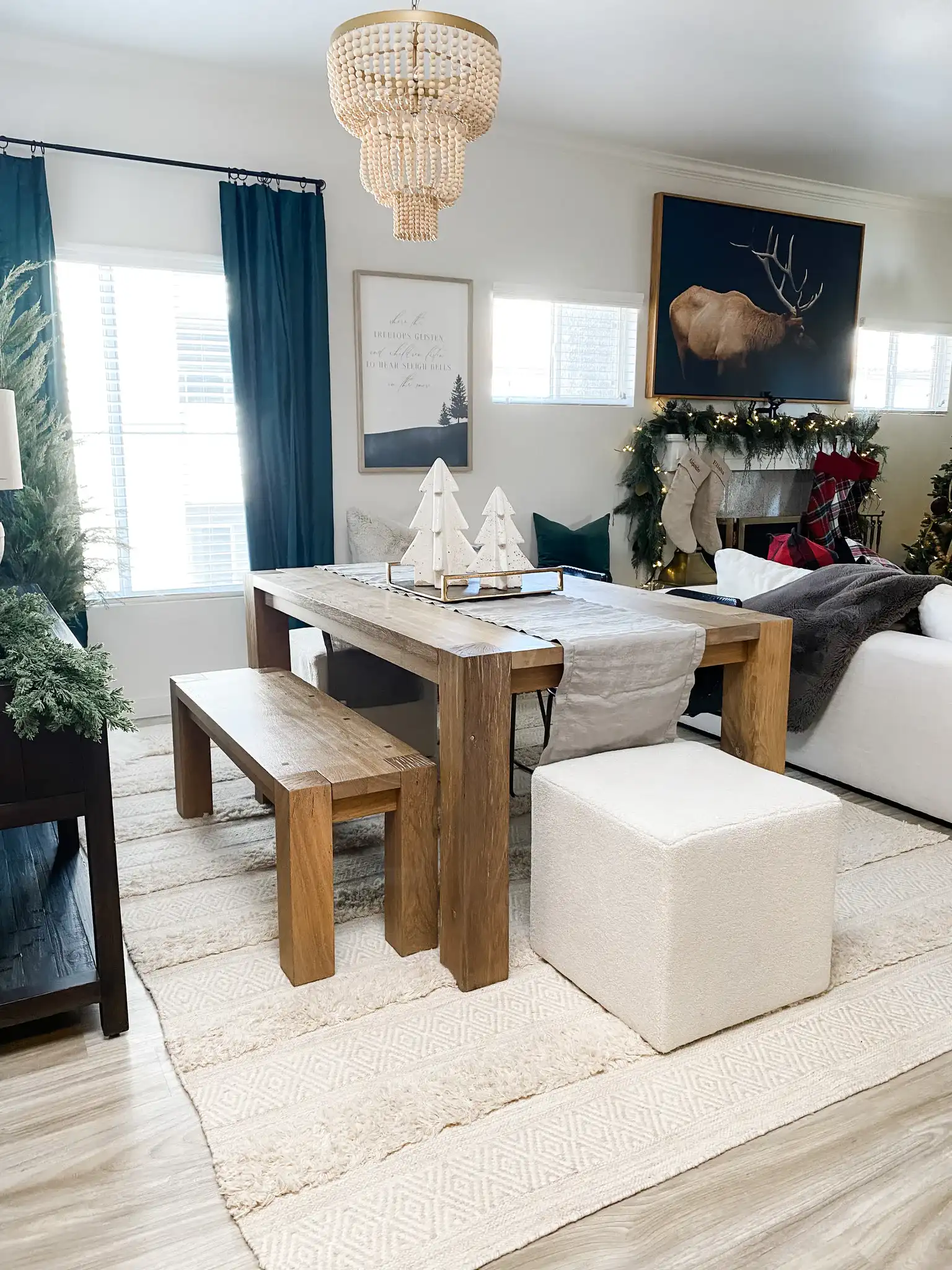Aleynne Four-Light Chandelier in Brass in a styled room
