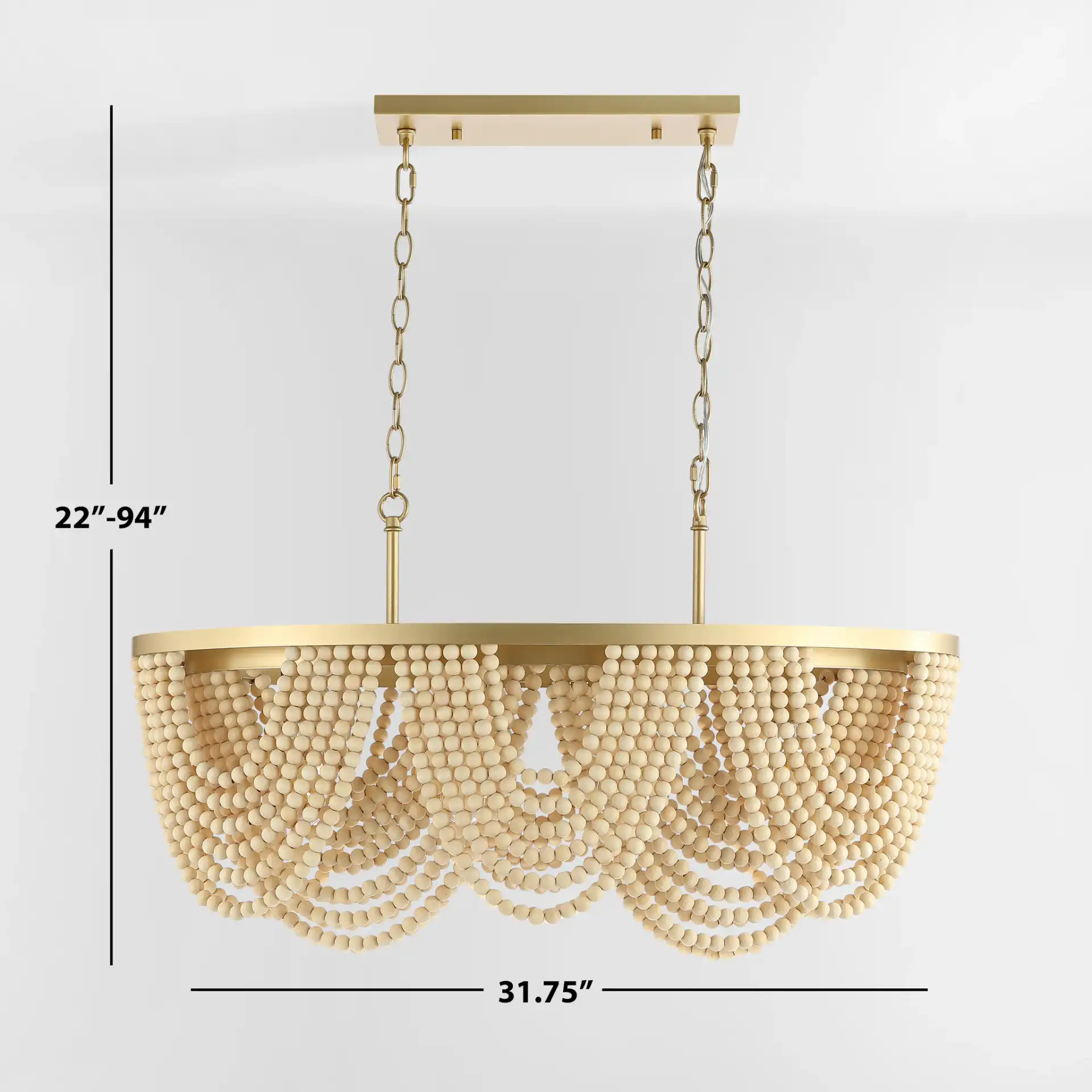 Alluri Four-Light Chandelier in Gold / Natural, detail view