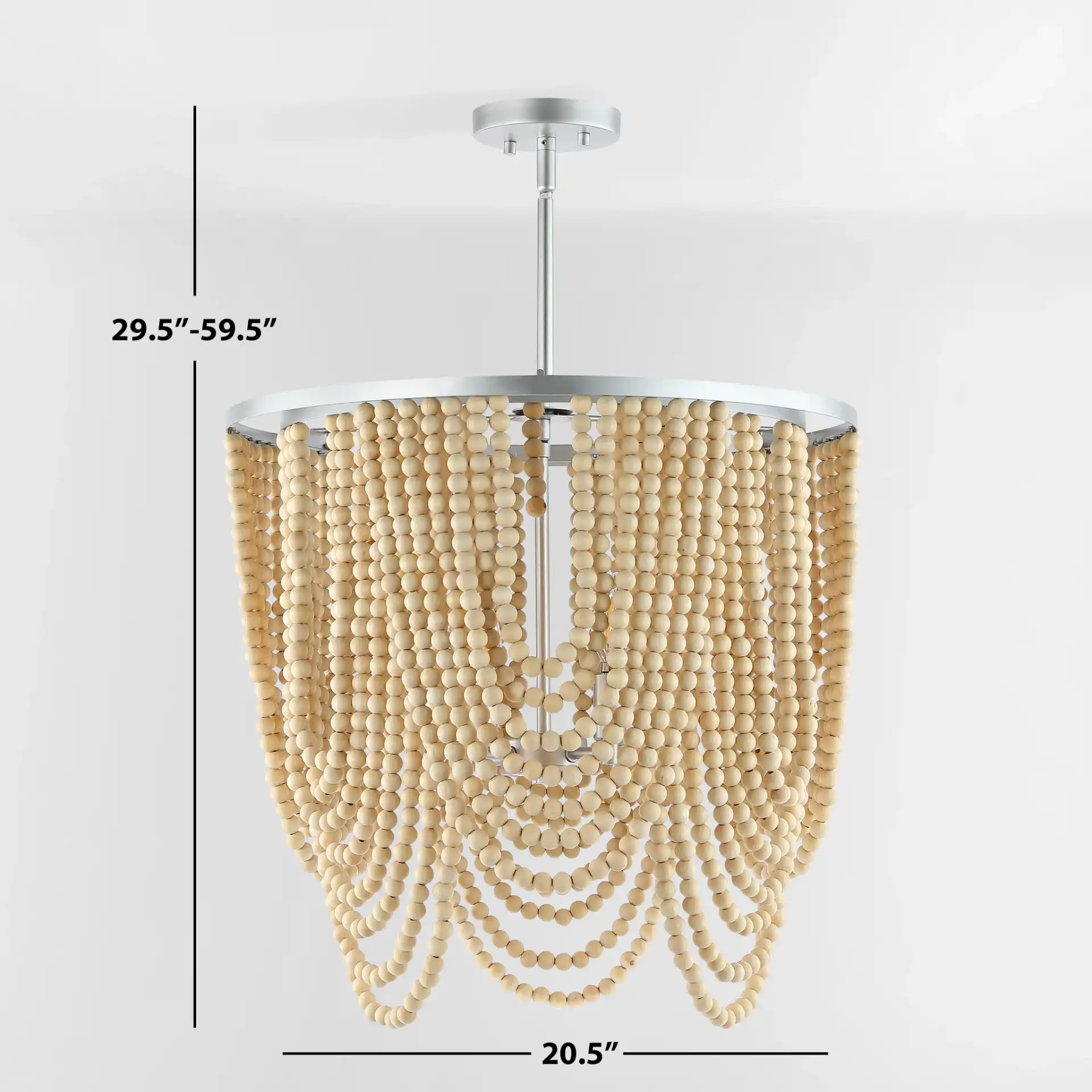 Bressi Four-Light Chandelier in Silver / Natural, detail view