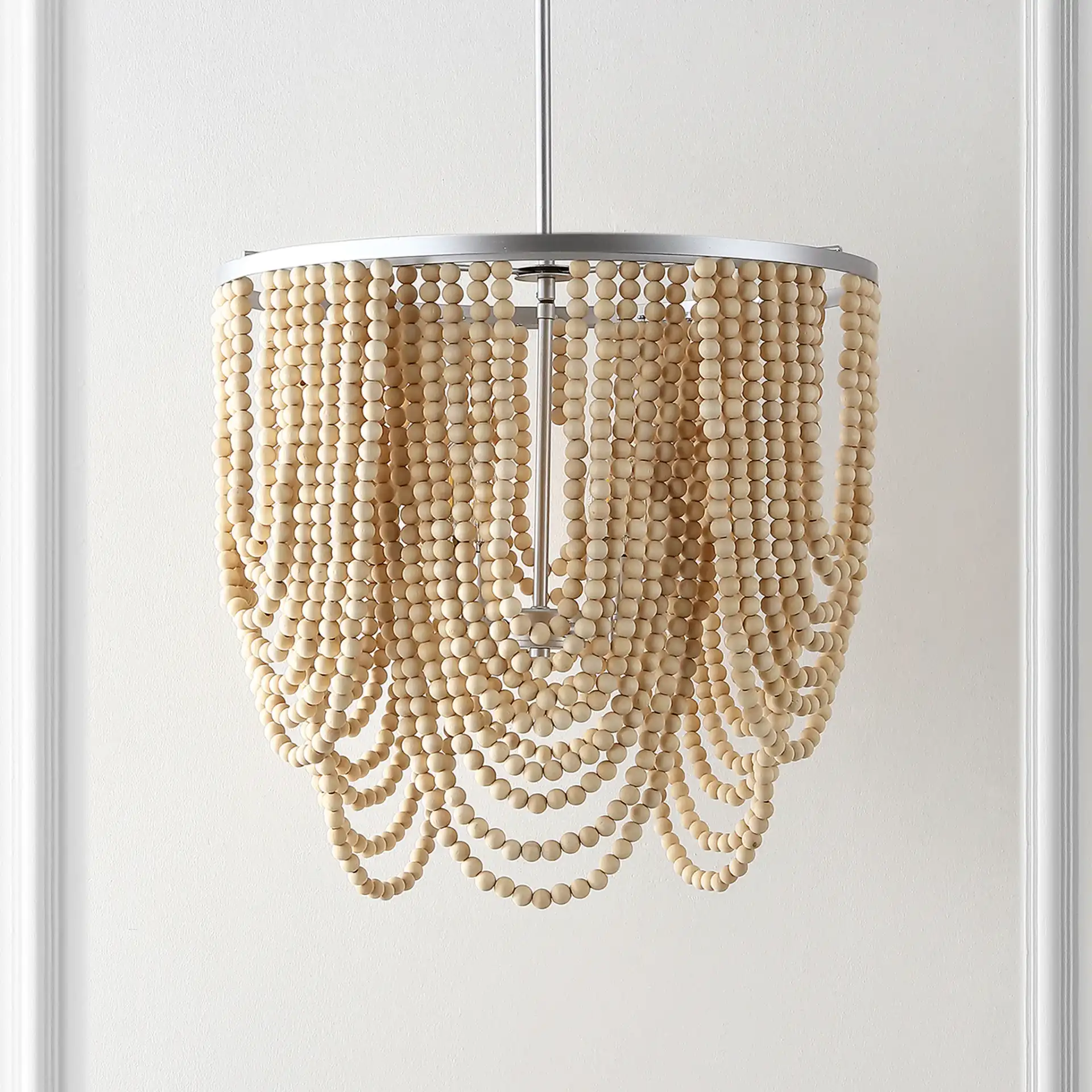 Bressi Four-Light Chandelier in Silver / Natural, detail view