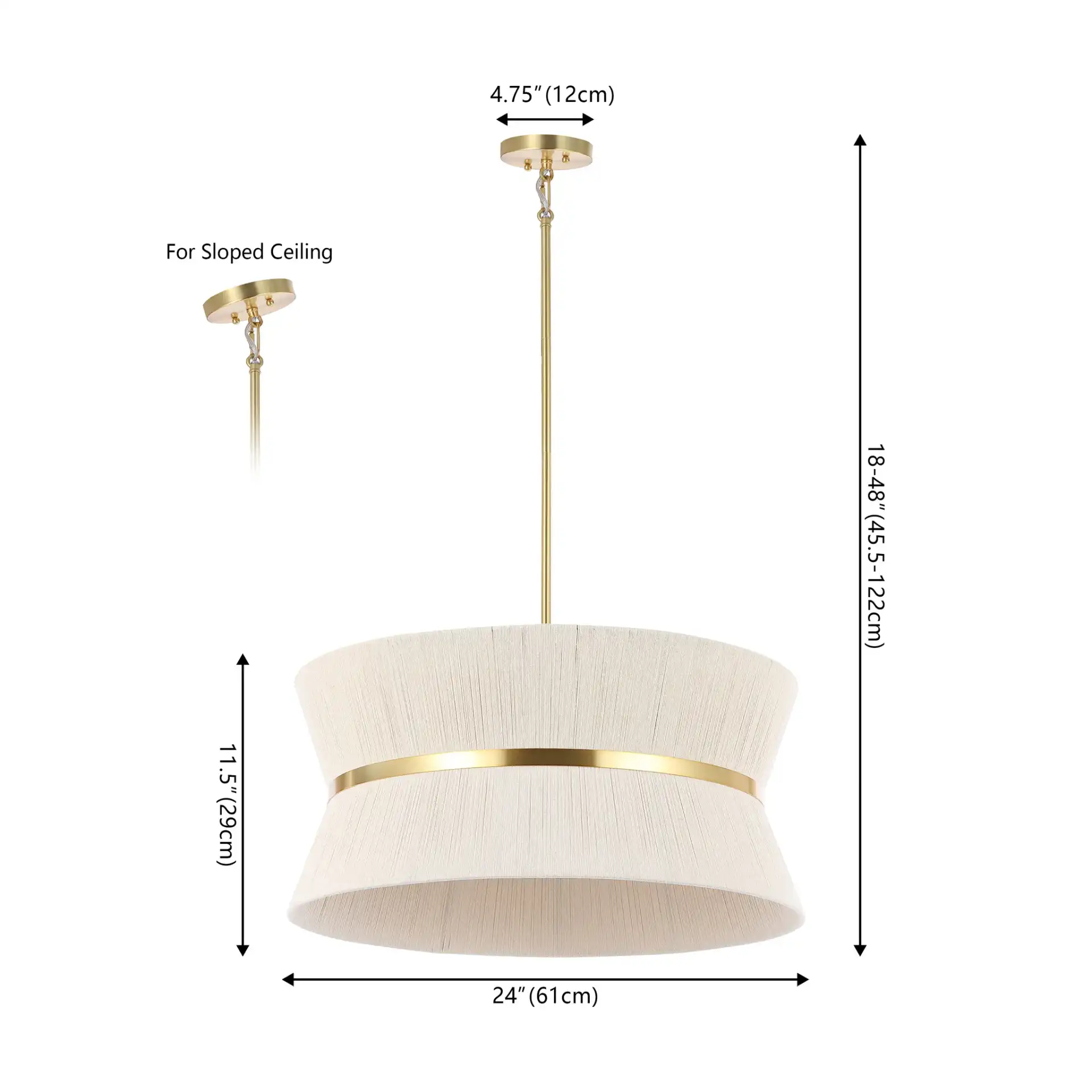 Alma Four-Light Chandelier in Bleached Natural / Brass, detail view