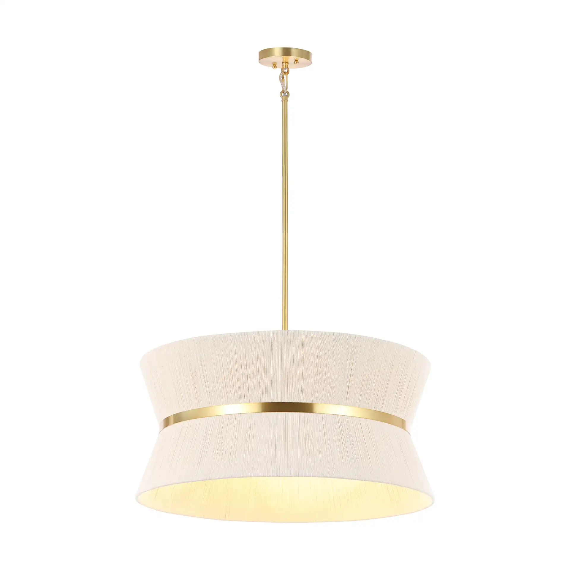 Alma Four-Light Chandelier in Bleached Natural / Brass