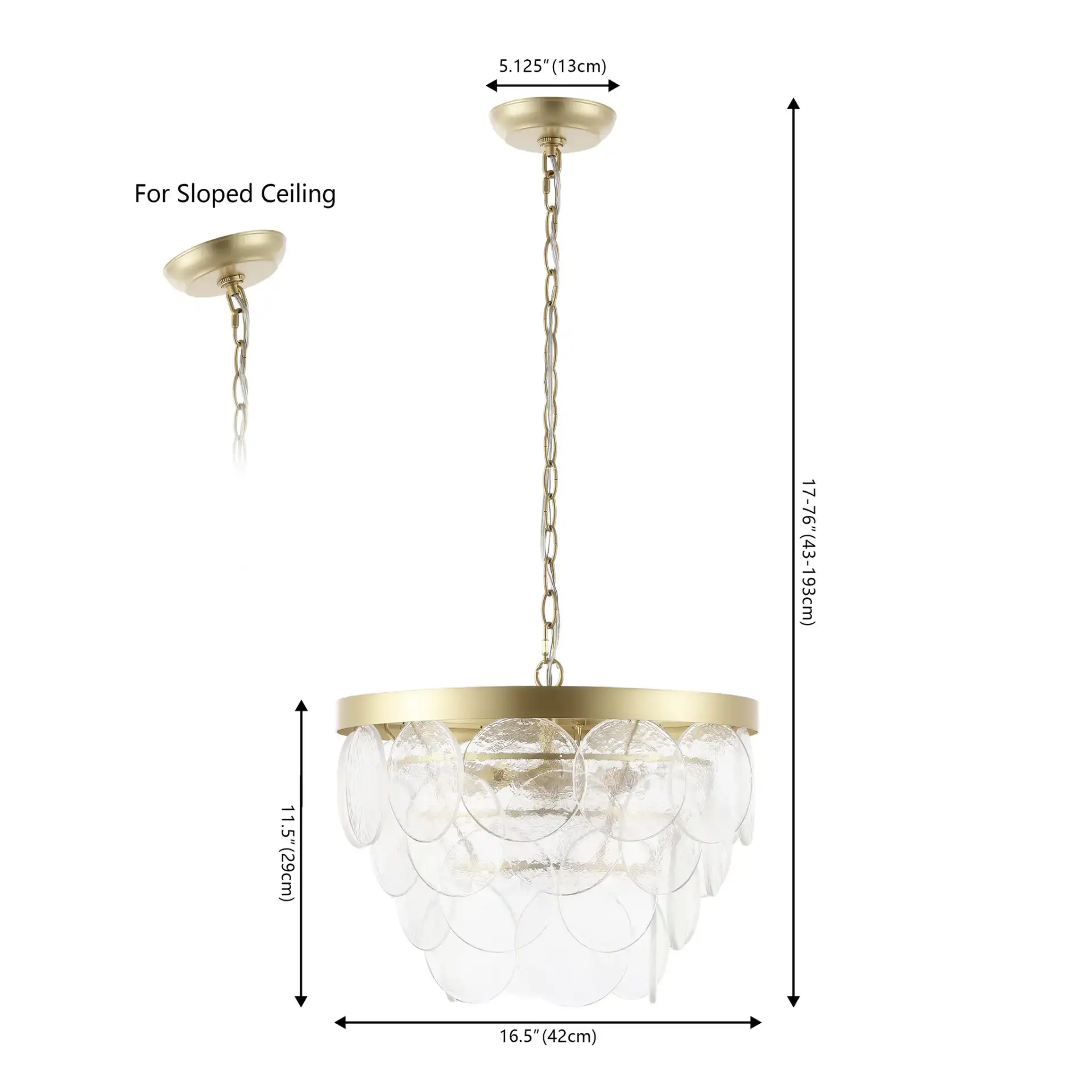 Chrys Three-Light Chandelier in Clear / Gold, detail view