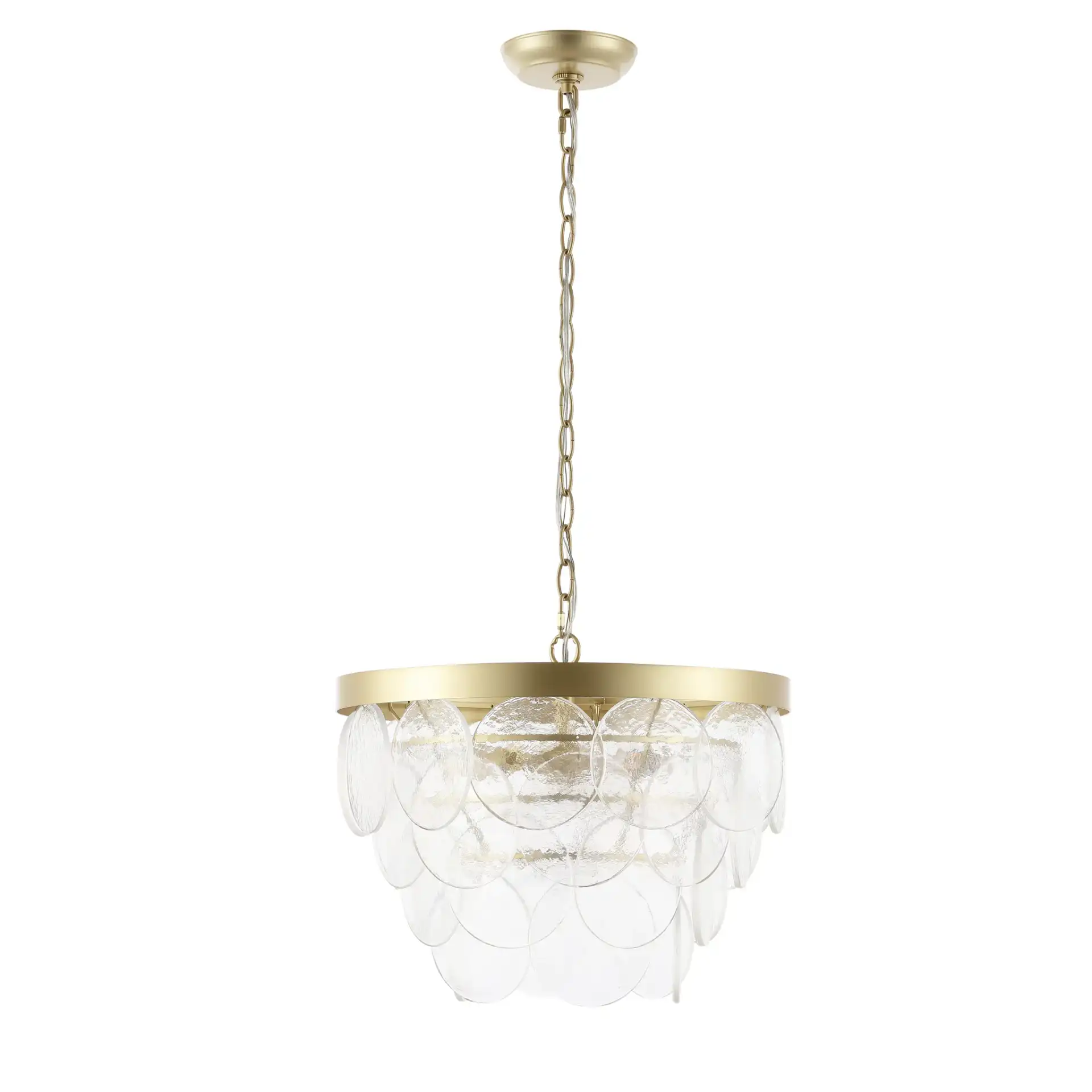 Chrys Three-Light Chandelier in Clear / Gold, detail view
