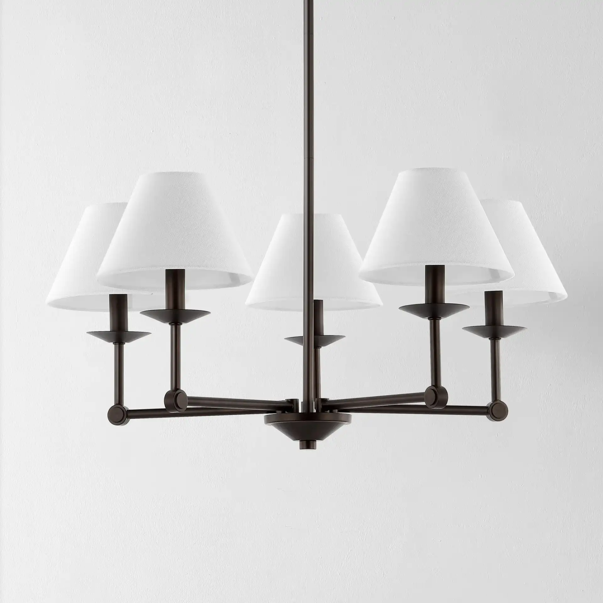 Rowley Five-Light Chandelier in Oil Rub Bronze, detail view