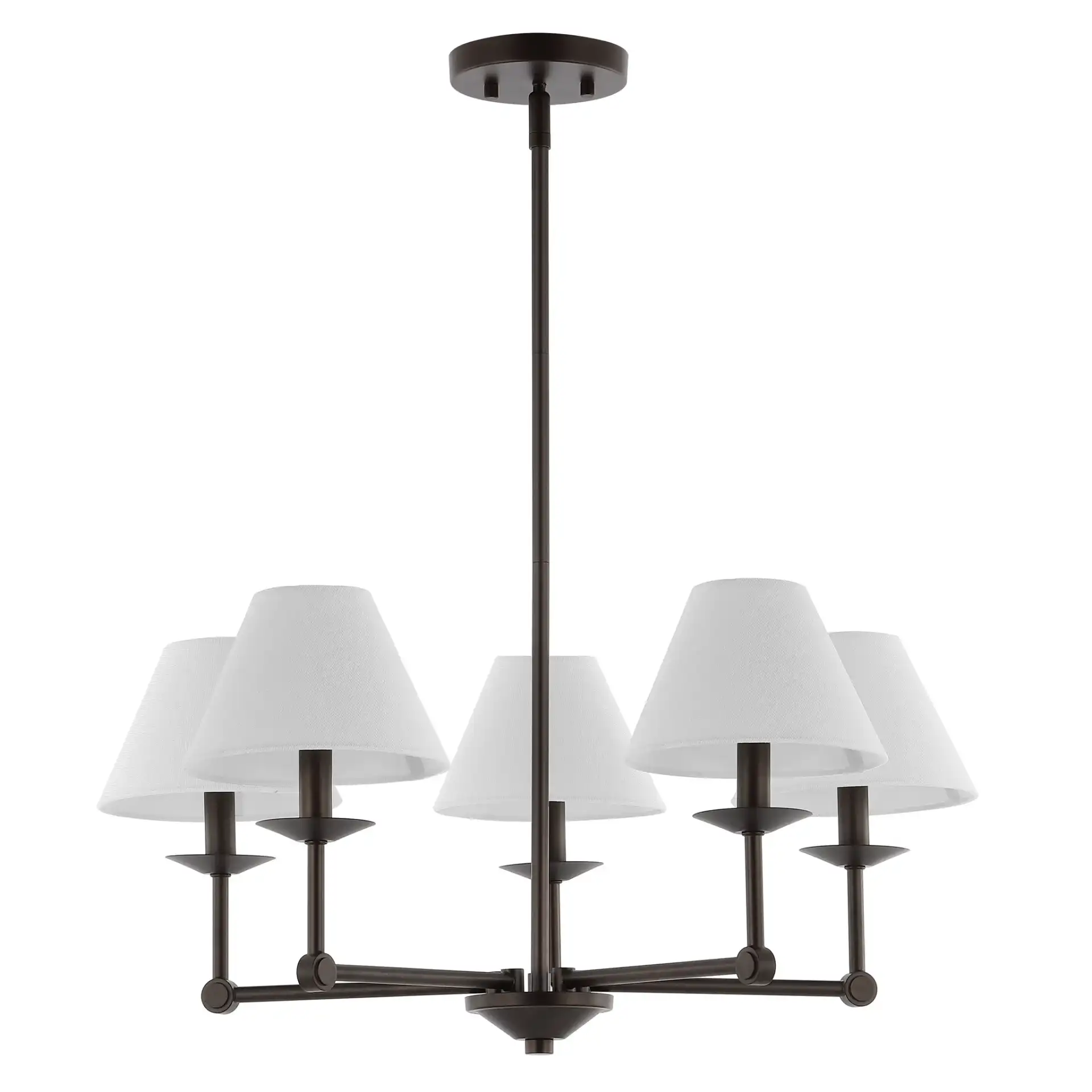 Rowley Five-Light Chandelier in Oil Rub Bronze, detail view