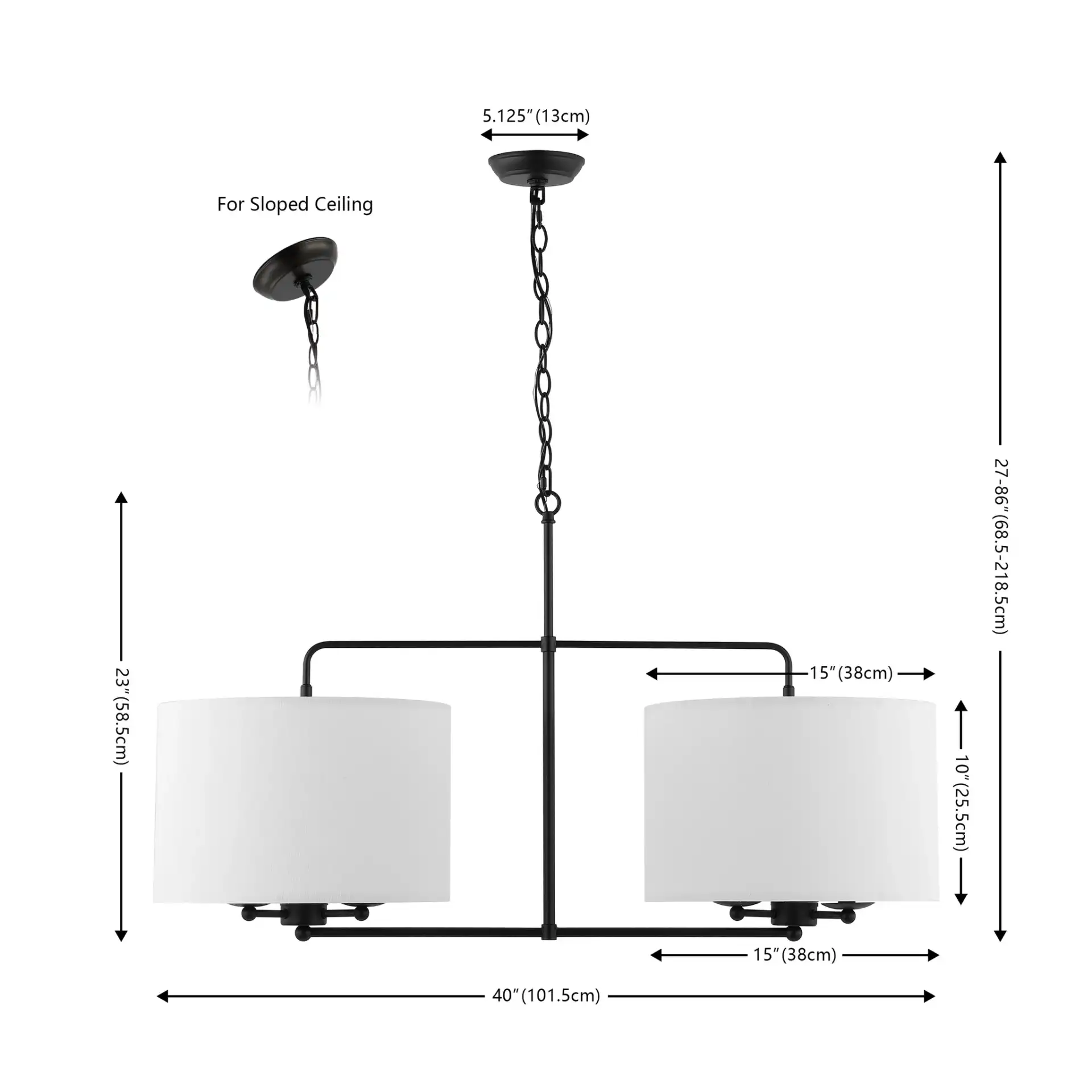 Devney Six-Light Chandelier in Black, detail view