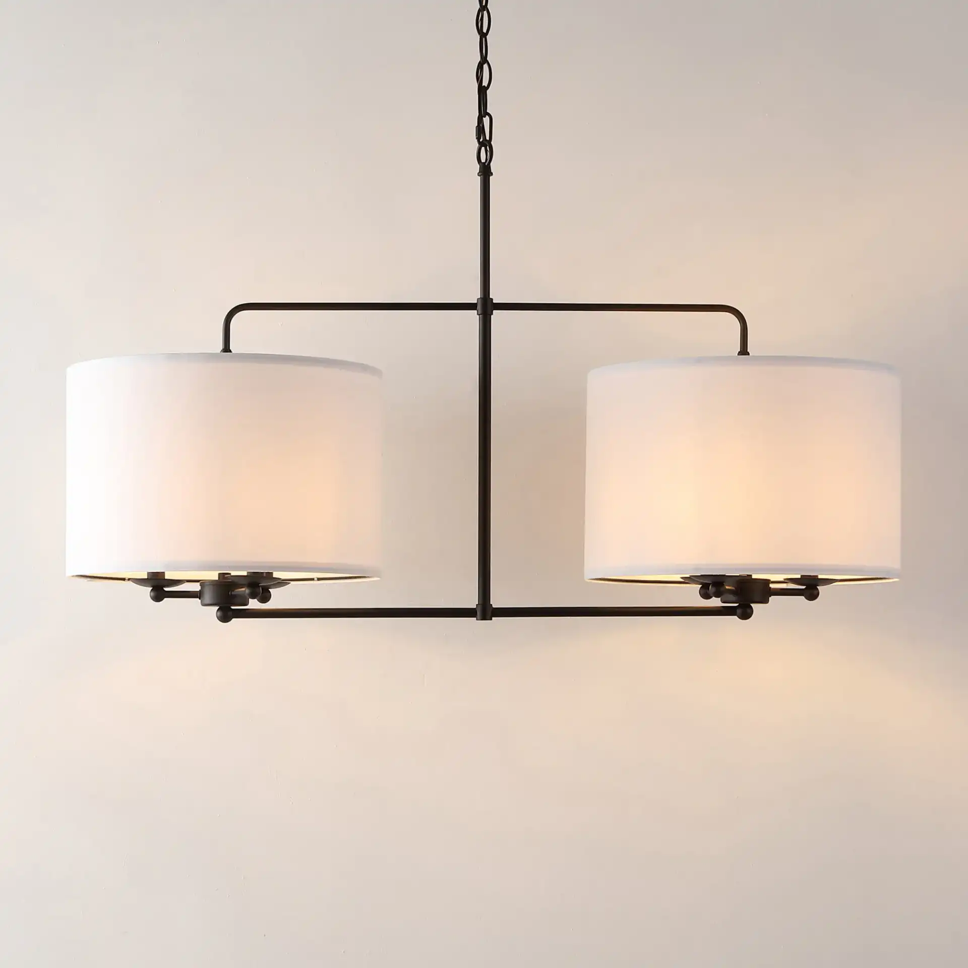 Devney Six-Light Chandelier in Black in a styled room