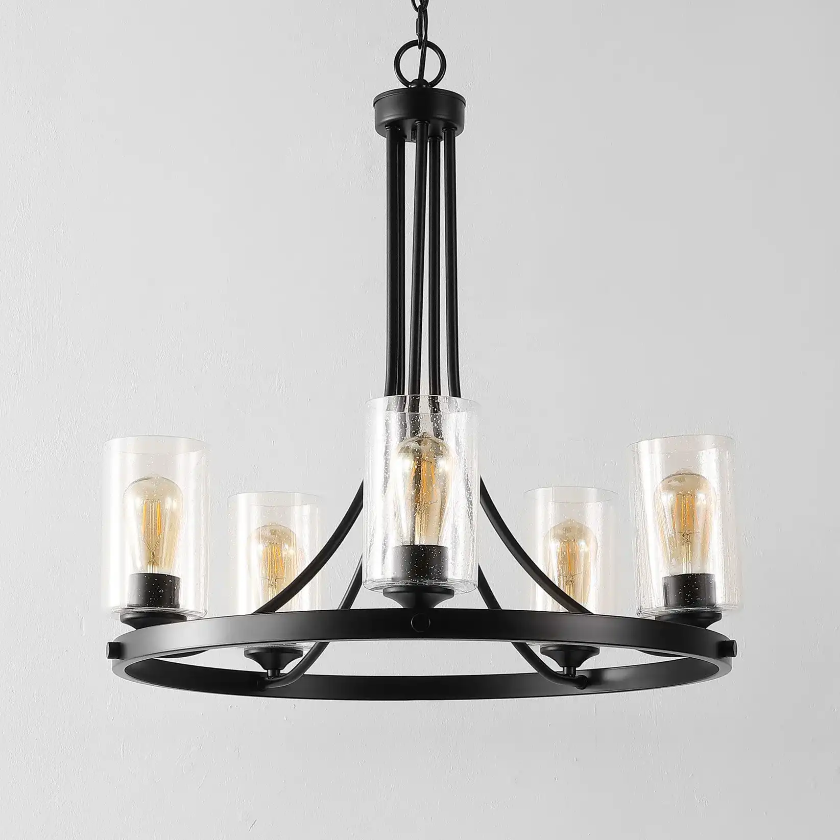 Emersyn Five-Light Chandelier in Black, detail view